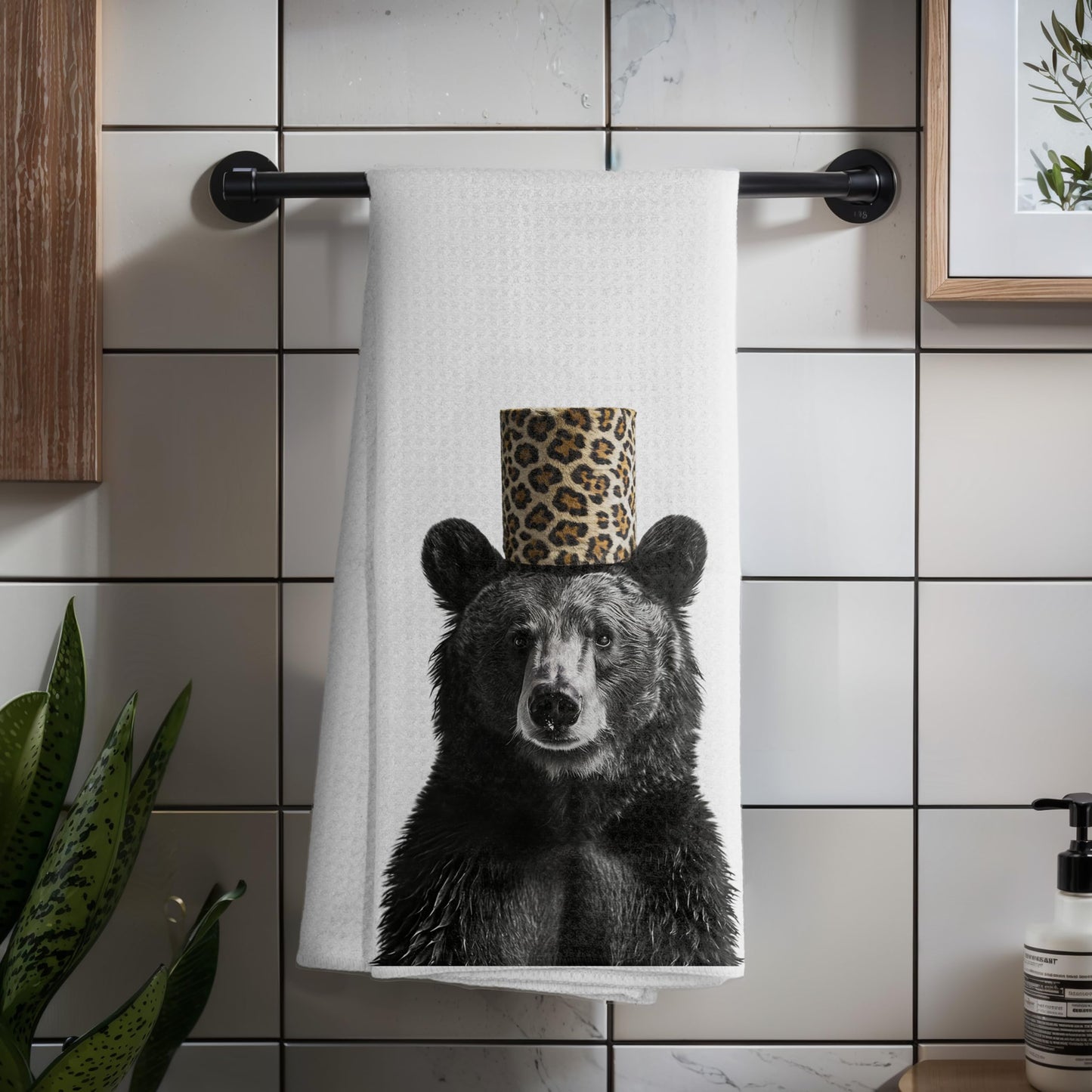 Funny Bear Bathroom Hand Towels Set of 2, Hello Sweet Bear Bathroom Decor, Funny Wild Animal Hand Towels for Washroom Restroom Decor, 16x24 Inch BST326L