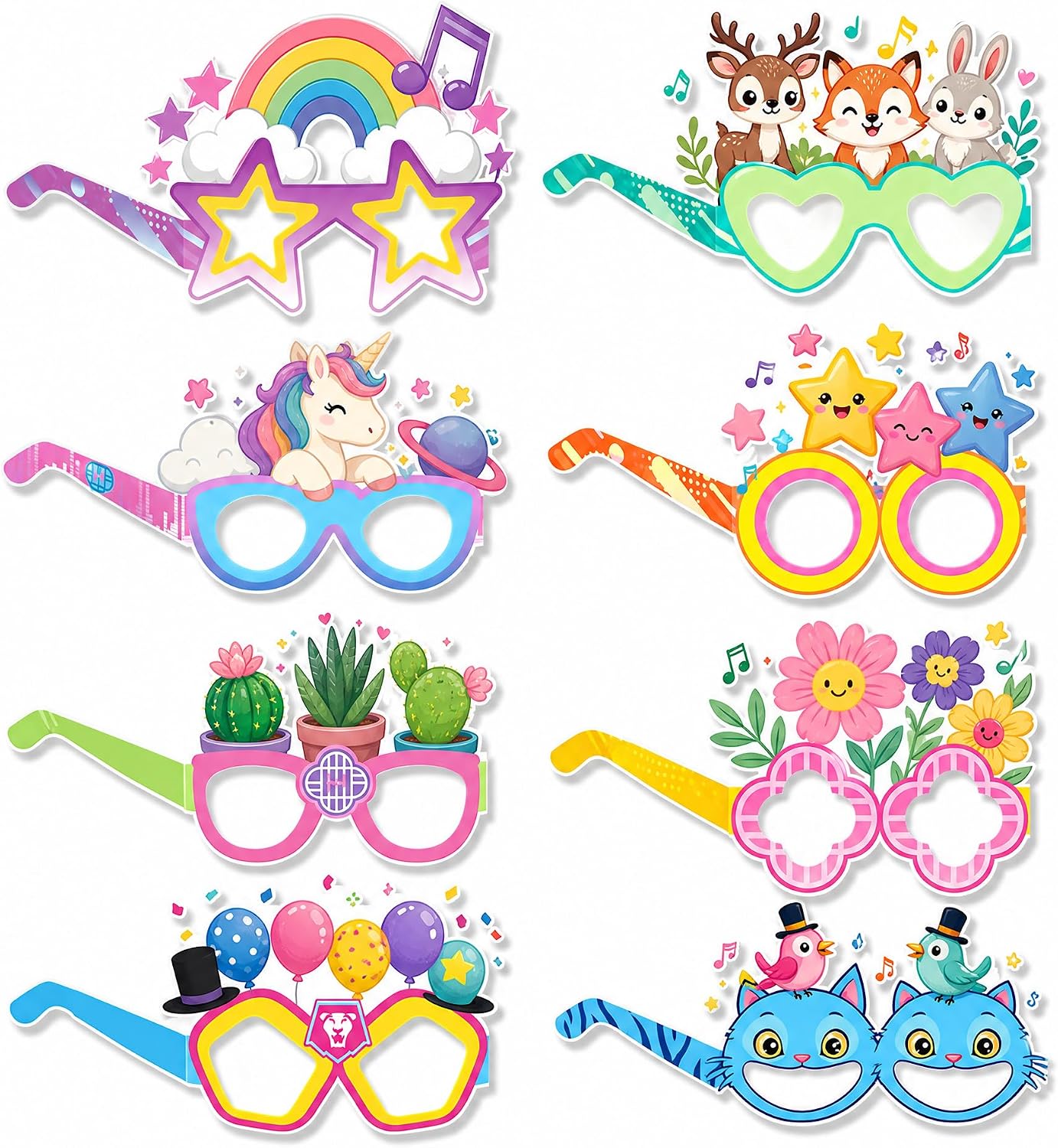 Korean Idol Movie Birthday Party Decorations, 8Pcs Decorative Glasses (Cosplay Style) - Ideal for Cartoon Themed Birthday Parties & Party Gifts, Photo Booth Props Decoration BST326L