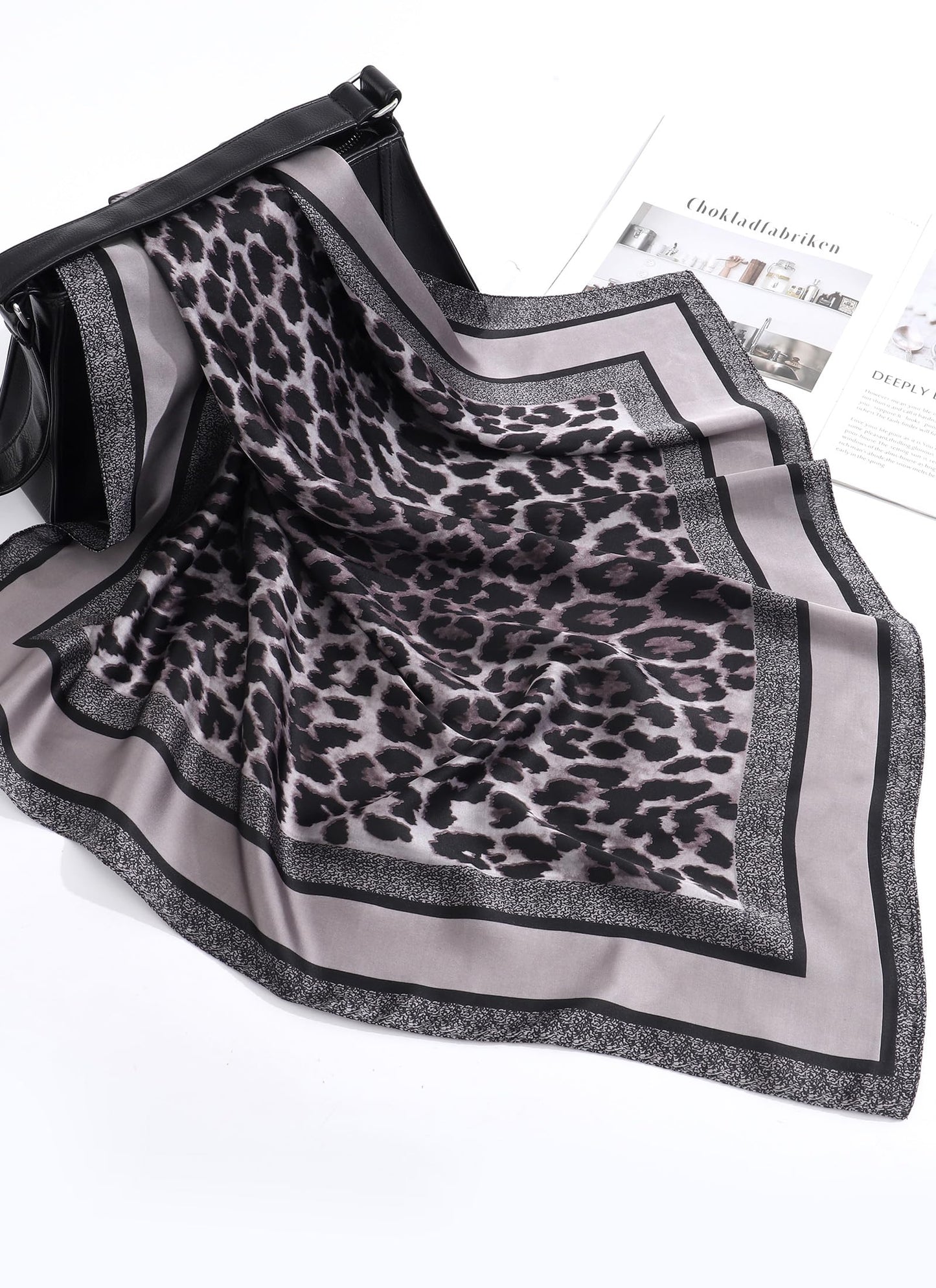 CHLINS 27.5” Square Head Scarf for Women Satin Hair Scarf Silk Wrap Neck Scarves Bandanas for Handbags Accessories WN420