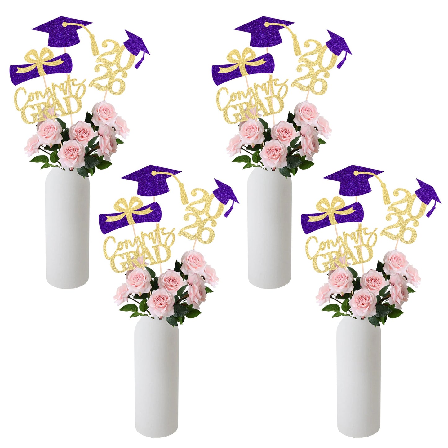 Graduation Centerpieces Class of 2026, 16 PCS Red Blue Double-Sided Table Toppers, Congrats Grad Party Decorations Supplies (Set of 4 Designs) WN420