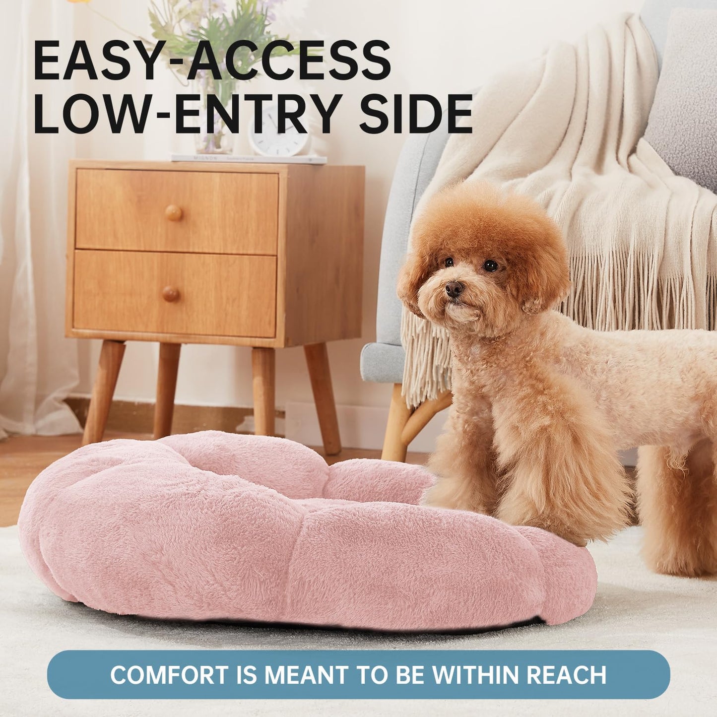 OhGeni 20 inches Calming Donut Dog & Cat Bed for Small Pets N28