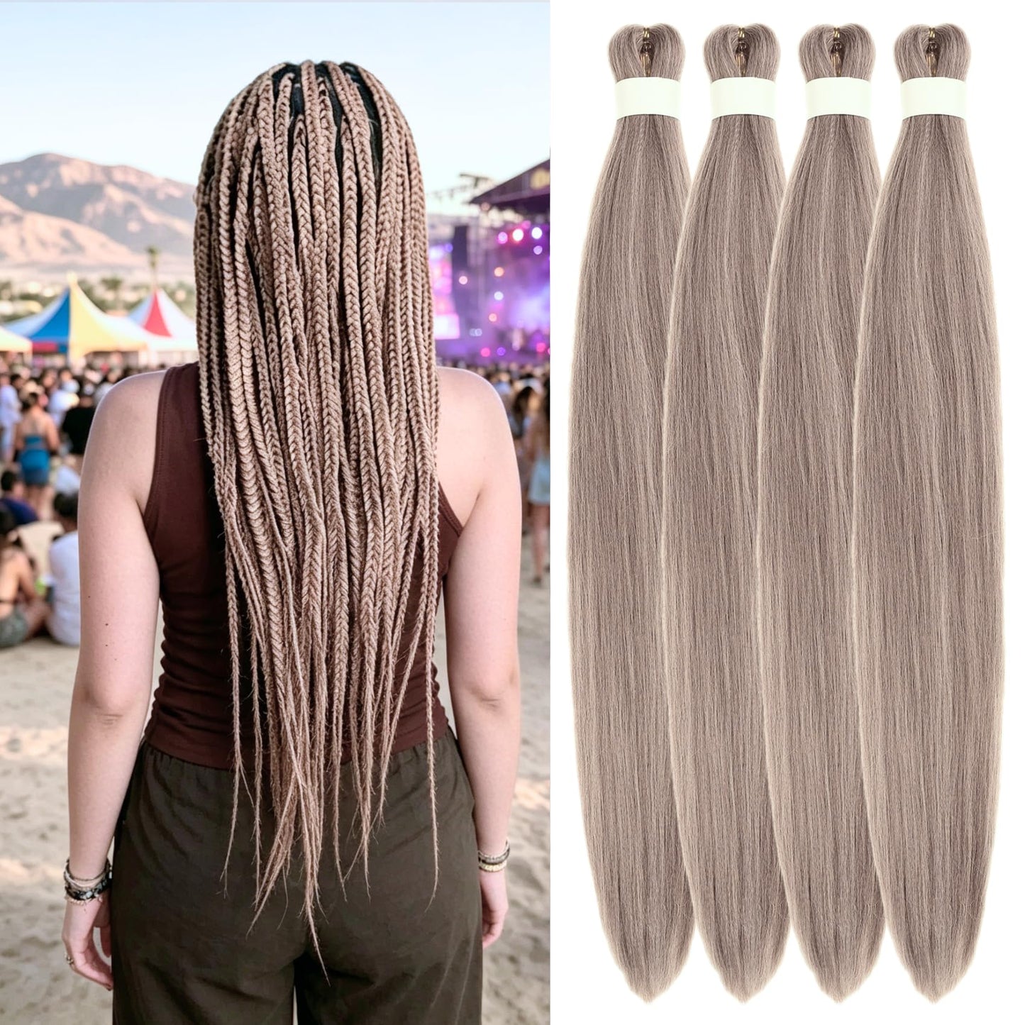Purple Braiding Hair Pre stretched Knotless 26 inch | Hypoallergenic Synthetic Purple Prestretched Ez Braid Knotless Itch Free Soft Yaki Texture Hot Water Setting WN420