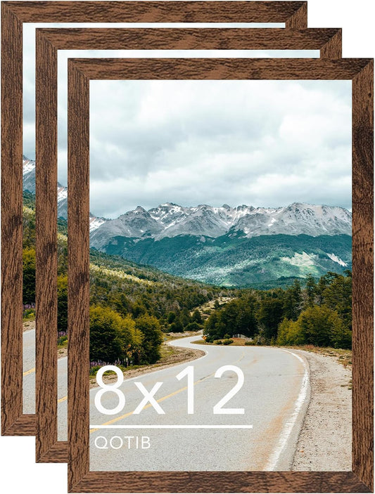 8x12 Picture Frame Deep Brown for Wall Hanging, Wood 8 x 12 Frame Photo Frame for Wall Horizontally or Vertically, Deep Brown, 3 Pack BST326H