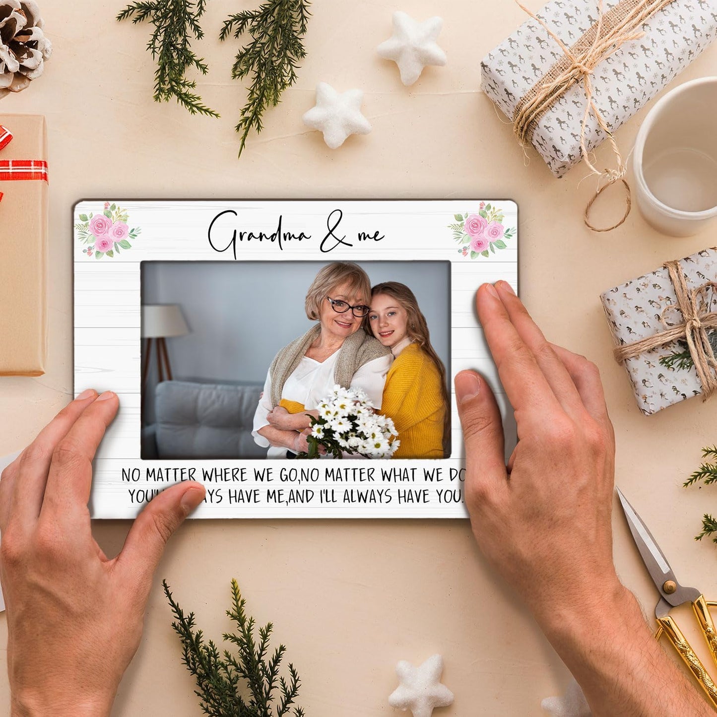 Grandma and Me Picture Frame 4x6, Grandmother Photo Frame, Grandma Gifts from Granddaughter Grandson Grandkids, Grandmother Gifts for Birthday Christmas Mother's Day WN420