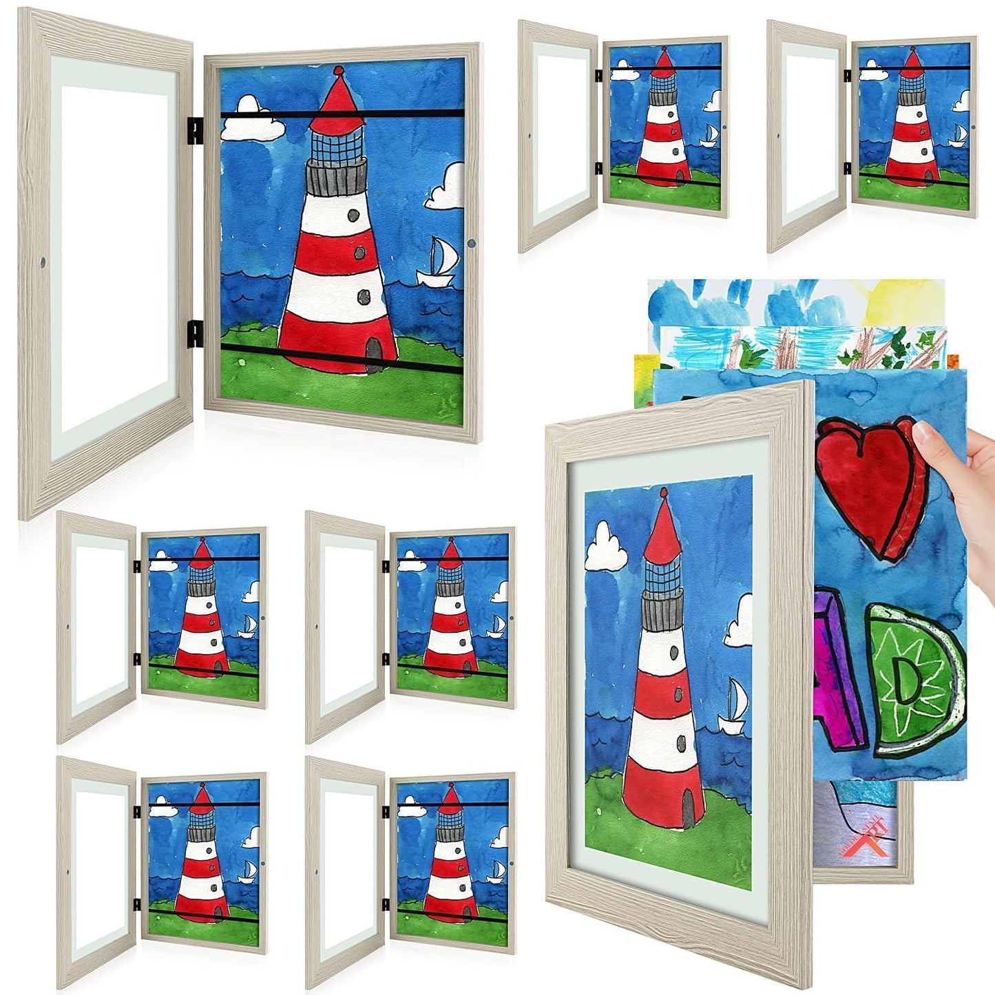 Golden State Art, 8.5x11 Kids Art Frames, Front-Opening Picture Frame Great for Kids Drawings, Artworks, Children Art Projects, Schoolwork, Home or Office (Walnut, Set of 2) BST220