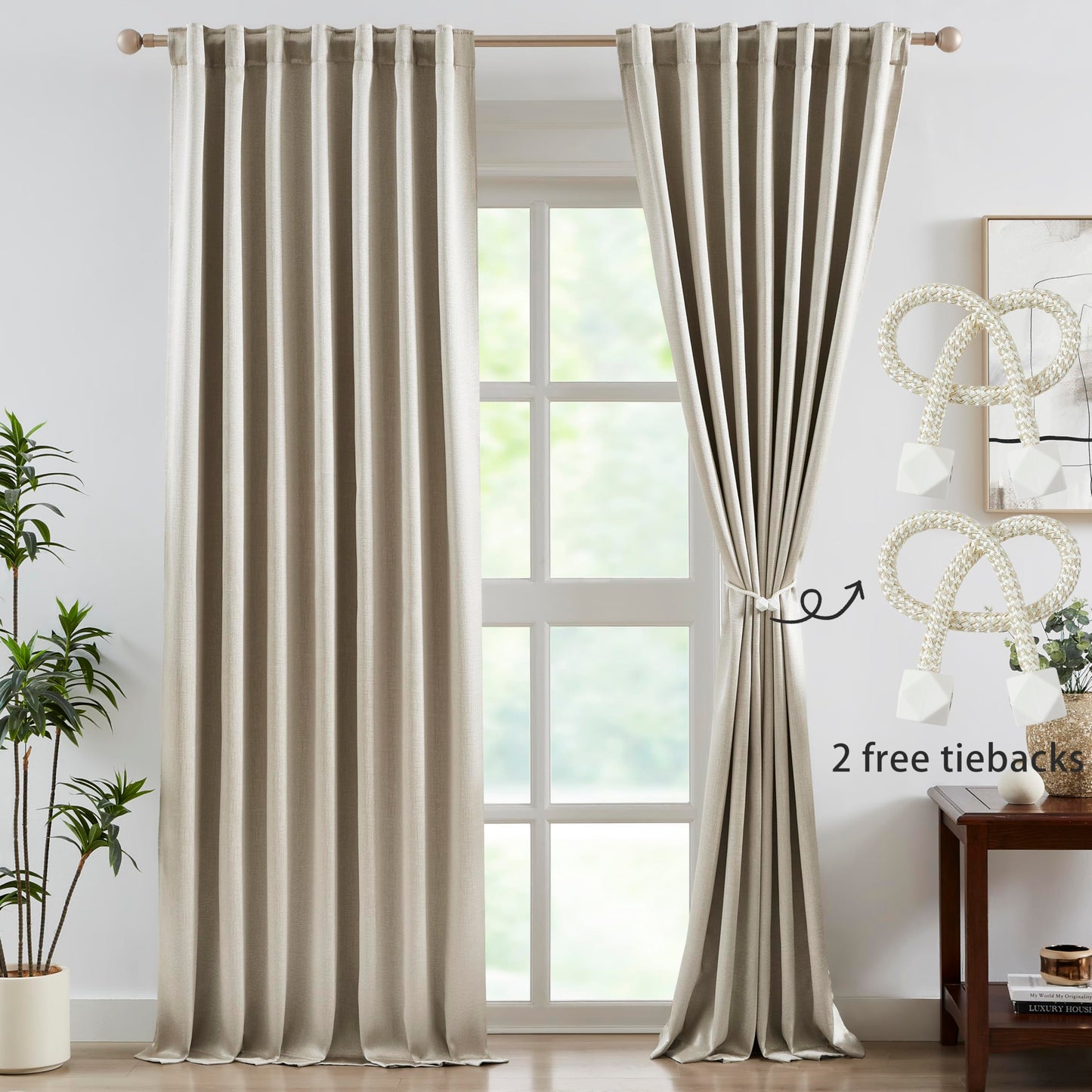 Bujasso Gray Jacquard Blackout Window Curtain Panels, 54" Wx84 Lx2 | Back Tab Rod Pocket with Magnetic Tiebacks,Thermal Insulated,85% Room Darkening Light Blocking Drapes for Bedroom Living Room BST326H