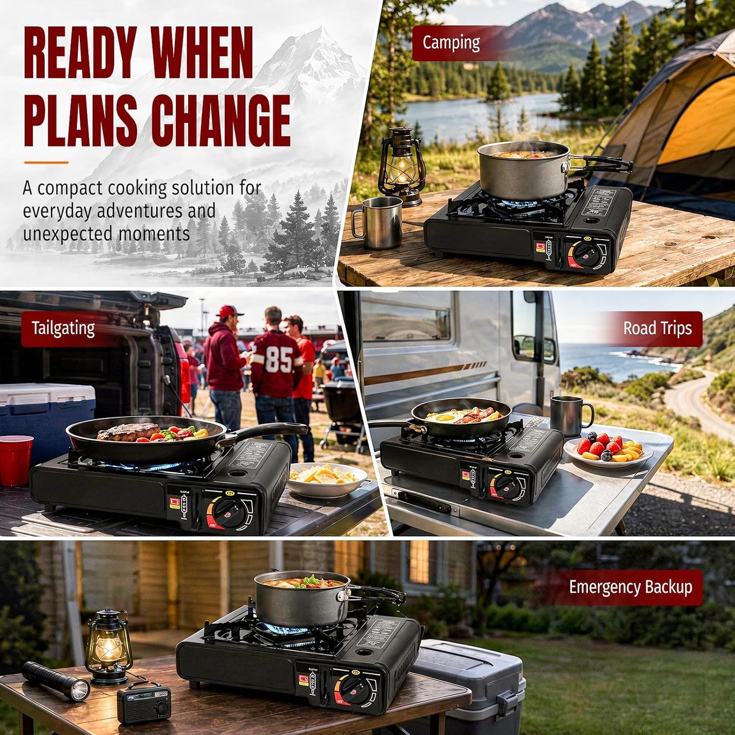 SHINESTAR 7800 BTU Dual Fuel Camping Stove, Propane Portable Gas Stove | Propane or Butane Camp Stove with Adjustable Heat Dial, Carry Case & Propane Adapter Hose,for Outdoor Cooking and Emergencies BST326H