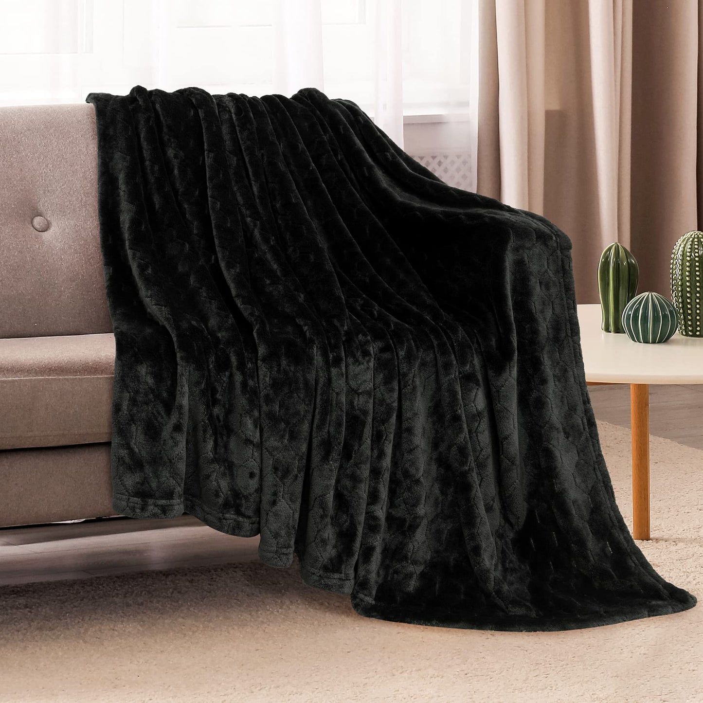 TOONOW Fleece Blanket Super Soft Cozy Throw Blanket 50" x 60", Lightweight Fuzzy Comfy Textured Flannel Blanket Warm Plush Throw Blankets for Couch, Sofa, Bed, Emerald WN420