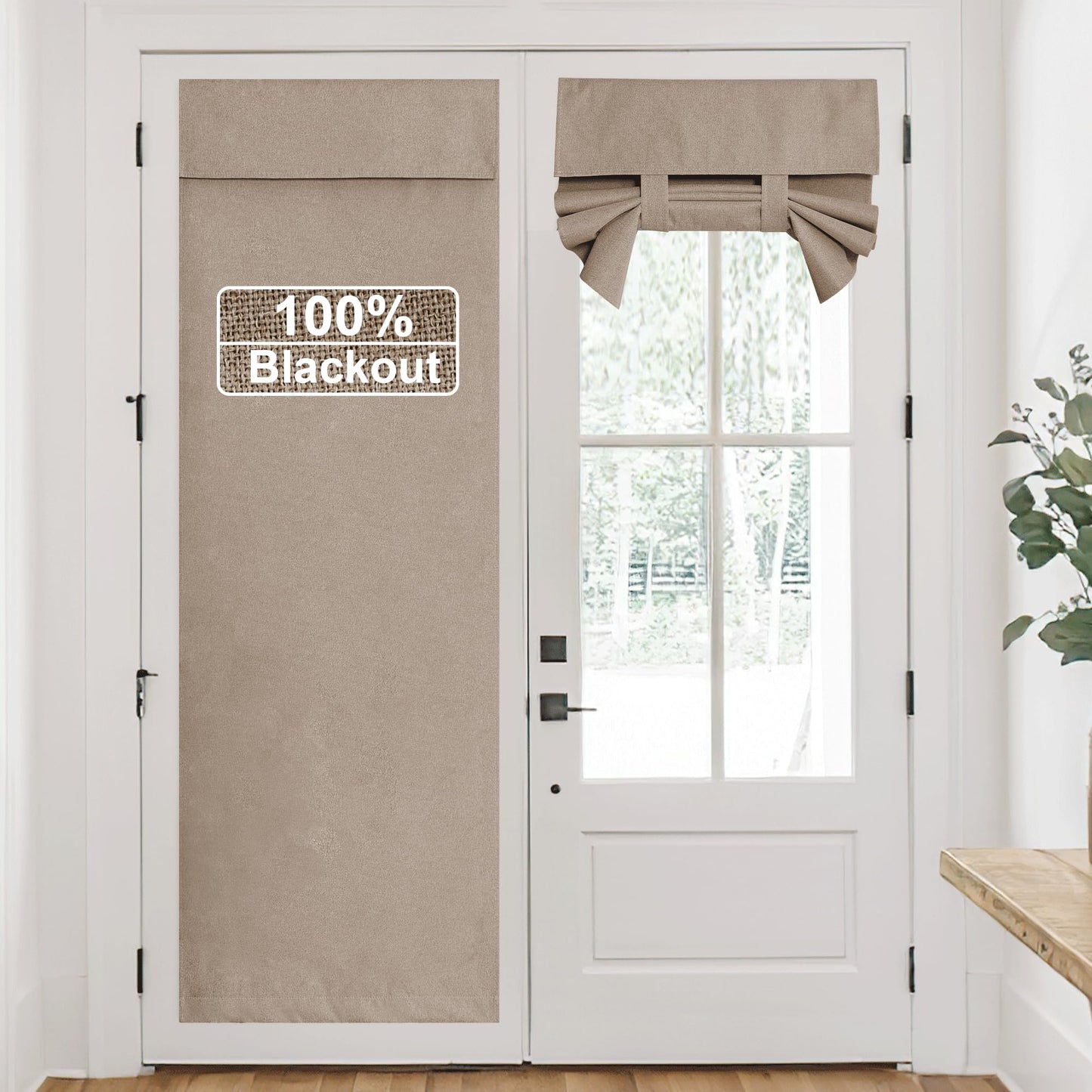 RYB HOME Grey Classroom Door Linen Curtain for Small Window, 100% Blackout Shades Lightweight for French Door Window, W 8 x L 36 Room Darkening Privacy Curtains Tie up Shade, 1 Panel BST220