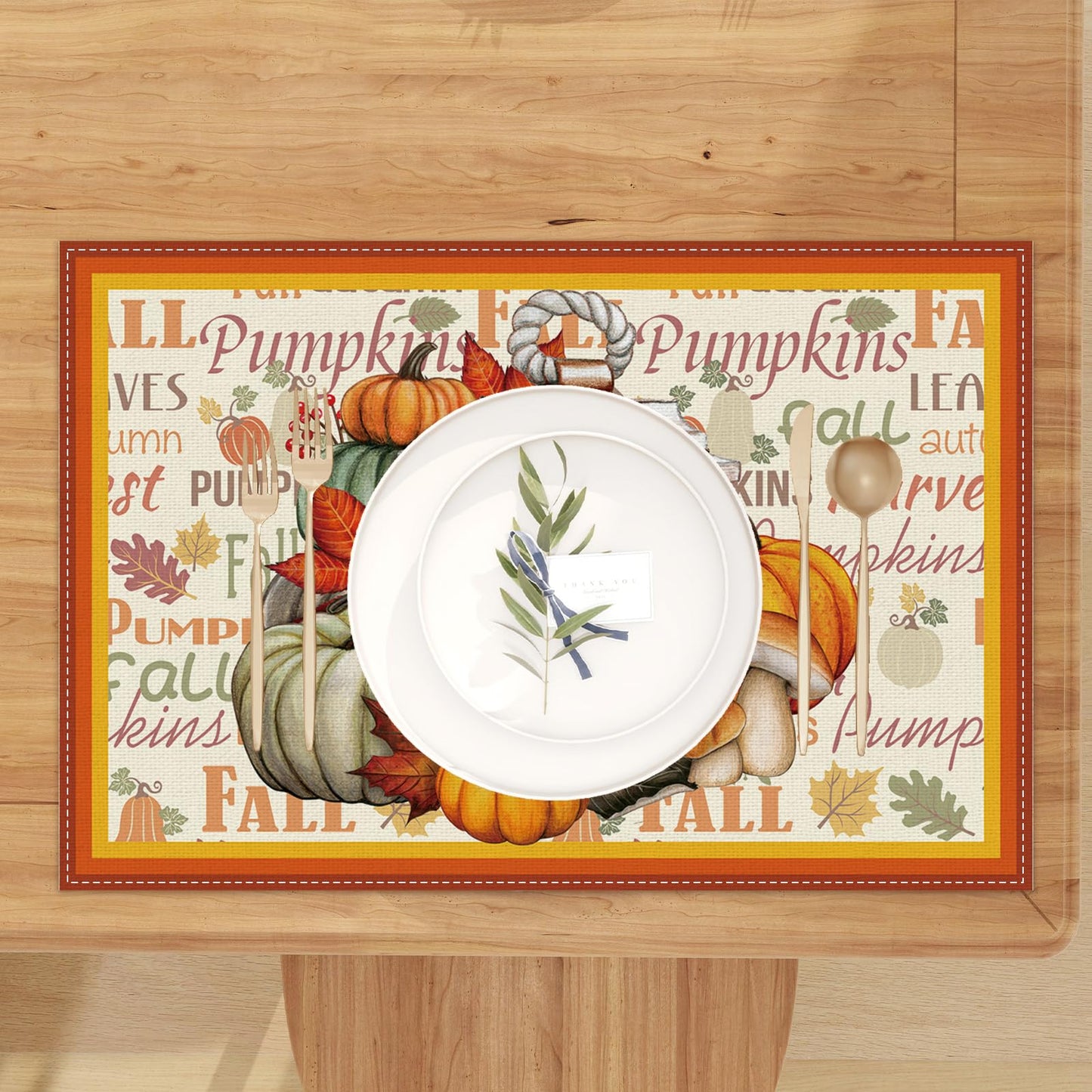 Fall Table Runner-Farmhouse Fall Leaves Pumpkin Table Decor Autumn Thanksgiving Home Kitchen Dining Room Table Decorations 13x36 Inch BST220