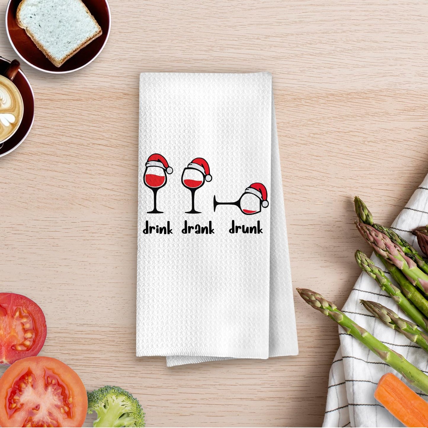 Funny Wine Kitchen Decor - Wine Gifts Waffle Dish Towels for Kitchen, Hostess Gifts Hand Towels, Housewarming Gift Tea Towel, 16x24 Inch BST220