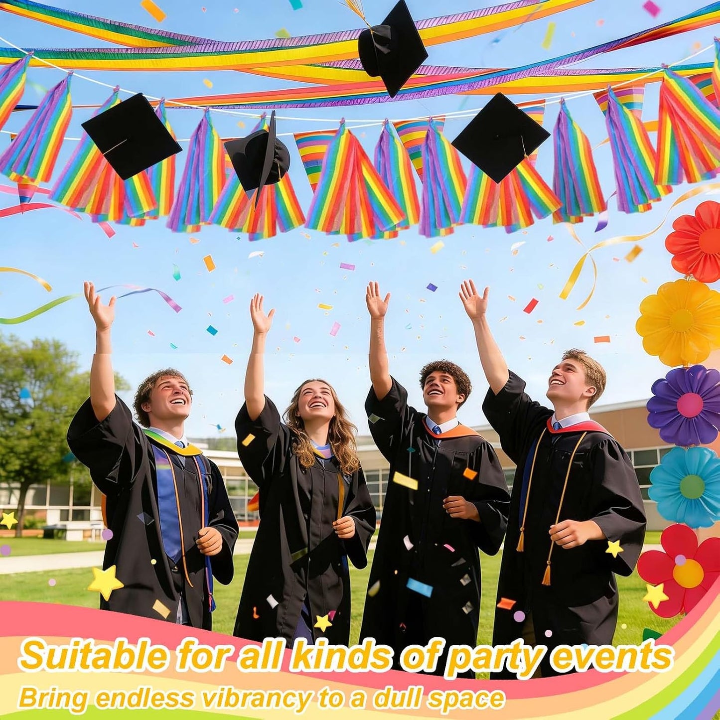 14 Rolls Rainbow Crepe Paper Streamers 459.2 ft Colorful Crepe Rolls Rainbow Party Streamers Crepe Paper for Pride Day Gay LGBT Birthday Bridal Baby Shower Party DIY Crafts BST326L