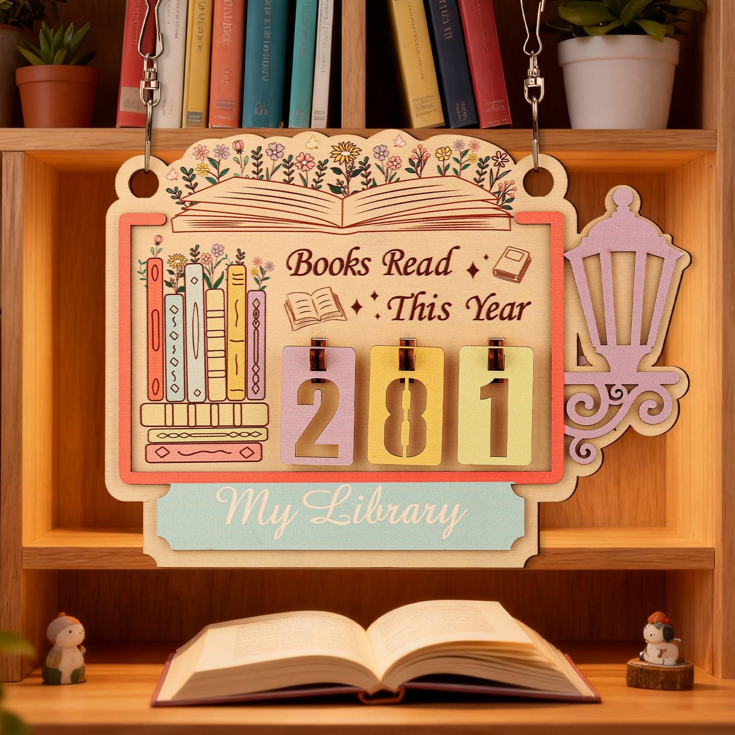 AceOrbit Back to School Books Read This Year Counter Constellation Stack of Books Read Tracker Wooden Hanging Book Counter Sign Astrology Bookshelf Decor Challenge Bookish Gifts for Book Lover Teacher BST202