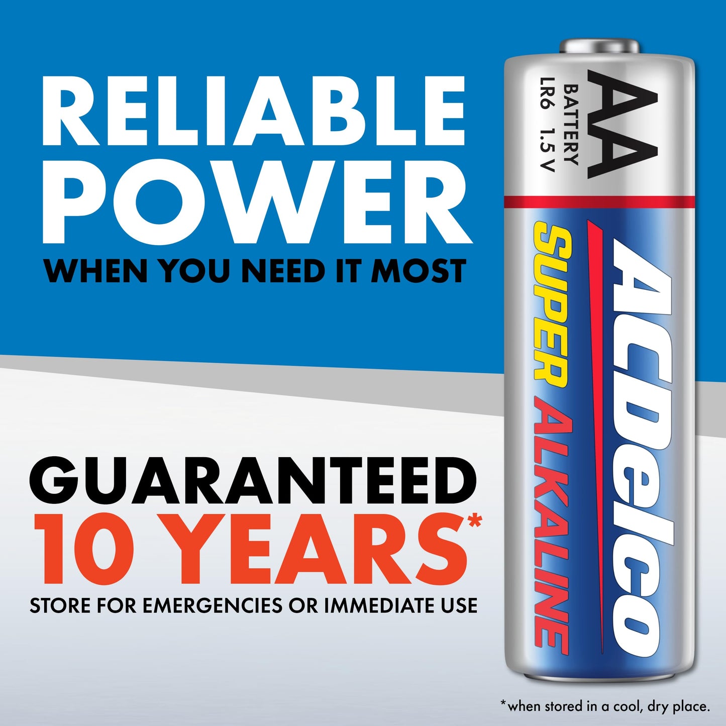 ACDelco 100-Count AA Batteries, Maximum Power Super Alkaline Battery, 10-Year Shelf Life, Recloseable Packaging