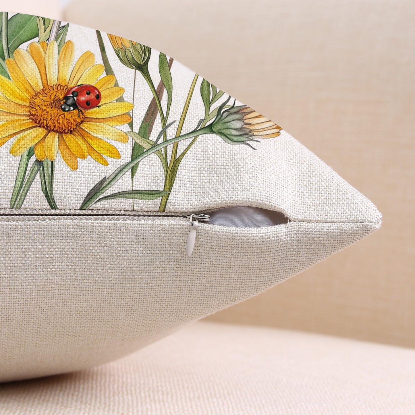 Spring Easter Pillow Covers 18x18 Set of 2 Rabbit Bunny Carrot Truck Spring Flowers Decorative Throw Pillow Covers for Home Office Sofa Bed Couch BST326L