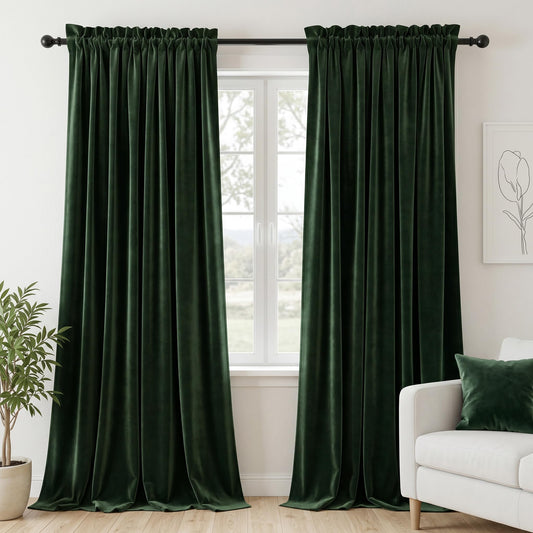 Dchola Ivory White Velvet Curtains for Bedroom Window, Super Soft Vintage Luxury Heavy Drapes, Room Darkening Rod Pocket Curtain for Living Room, W52 by L96 inches, 2 Panels BST220