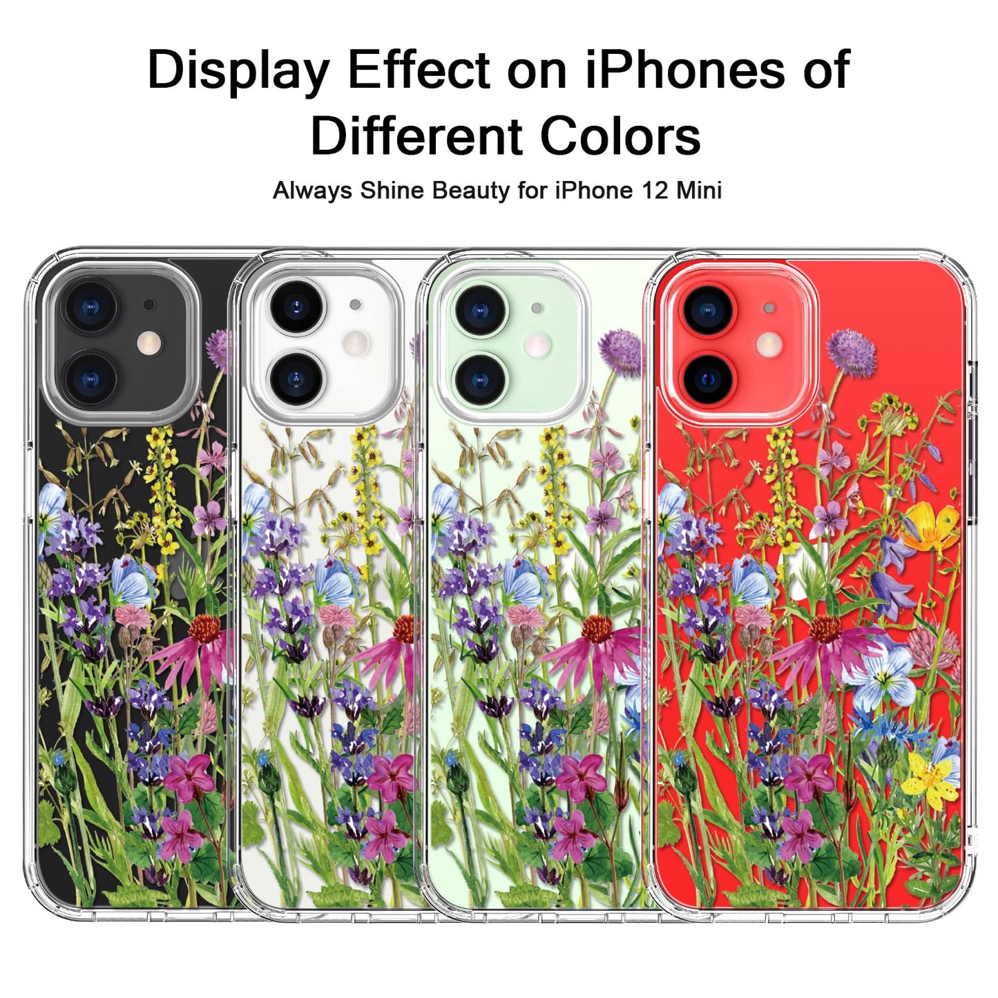 bicol for iPhone 12 Pro Max Case with Screen Protector and Camera Lens Protector - Fashionable Flower Floral Designs for Women Girls - Shockproof Acrylic Clear Phone Cover 6.7" - Blooming Flowers WN420