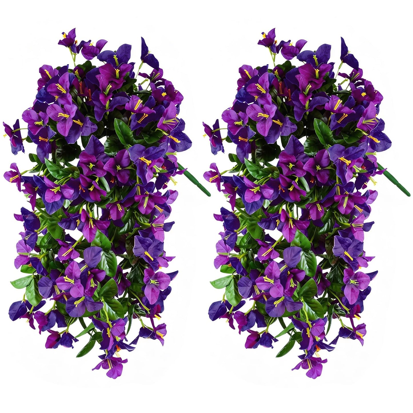 2 Pack Artificial Bougainvillea Flowers for Outdoors Decorations, Fake Hanging Plants, Faux Outside Flowers UV Resistant for Baskets Home Front Door Porch Patio Balcony Yard(Hot Pink) BST202