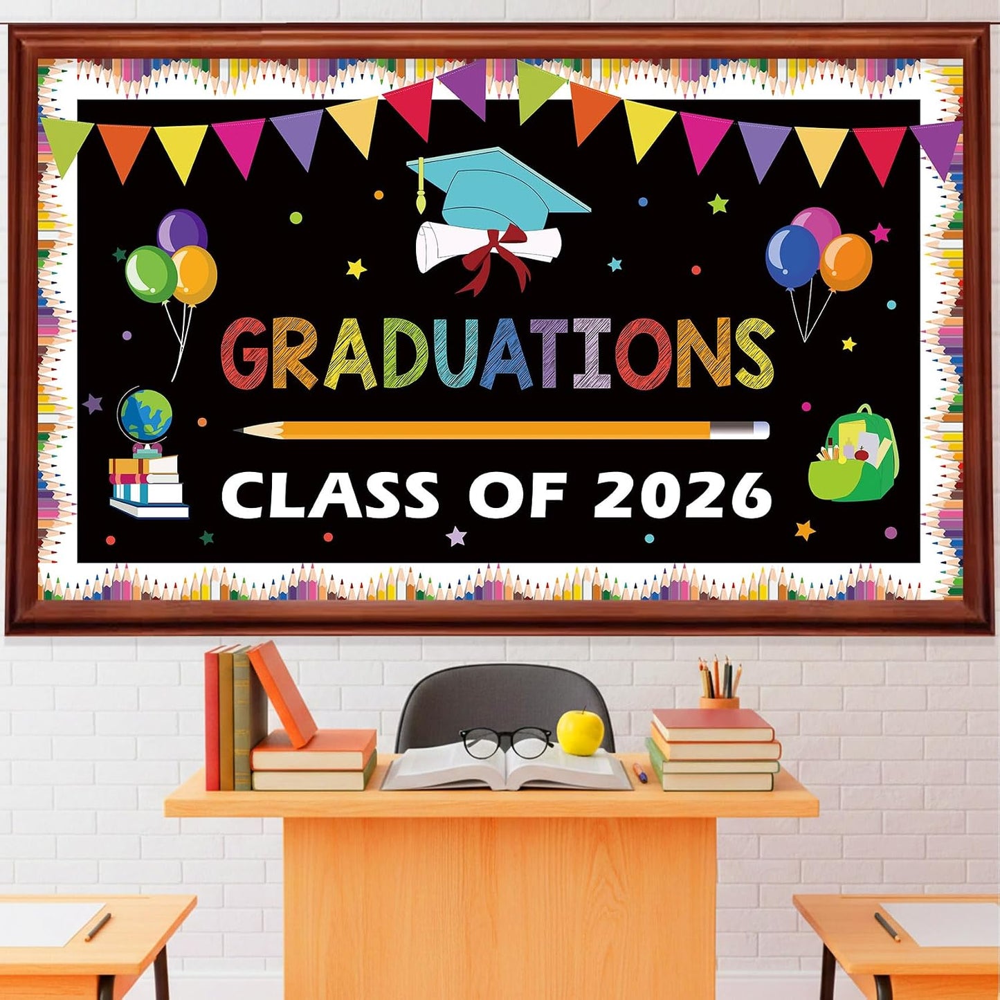 QPIXVB Kindergarten Graduation Bulletin Board Decorations,Preschool 3th 5th Grade Graduation Decorations,Big Grad Paper Banner Cutouts for Class of 2026 Ceremony School Prom Supplies Wall Decor BST202