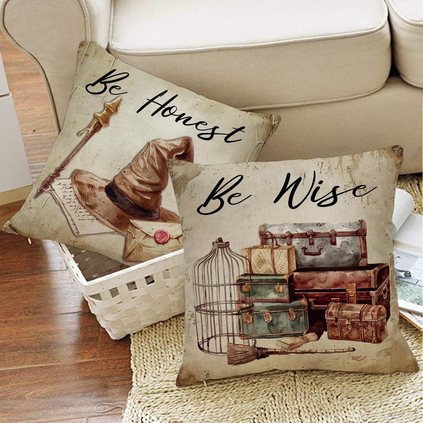 Groovy Smiling Face Inspirational Decorative Throw Pillow Covers | 20 x 20 Set of 4, Pink Hippie Smile Flower Porch Outdoor Home Decor, Motivational Quote Everything is Alright Couch Cushion BST202
