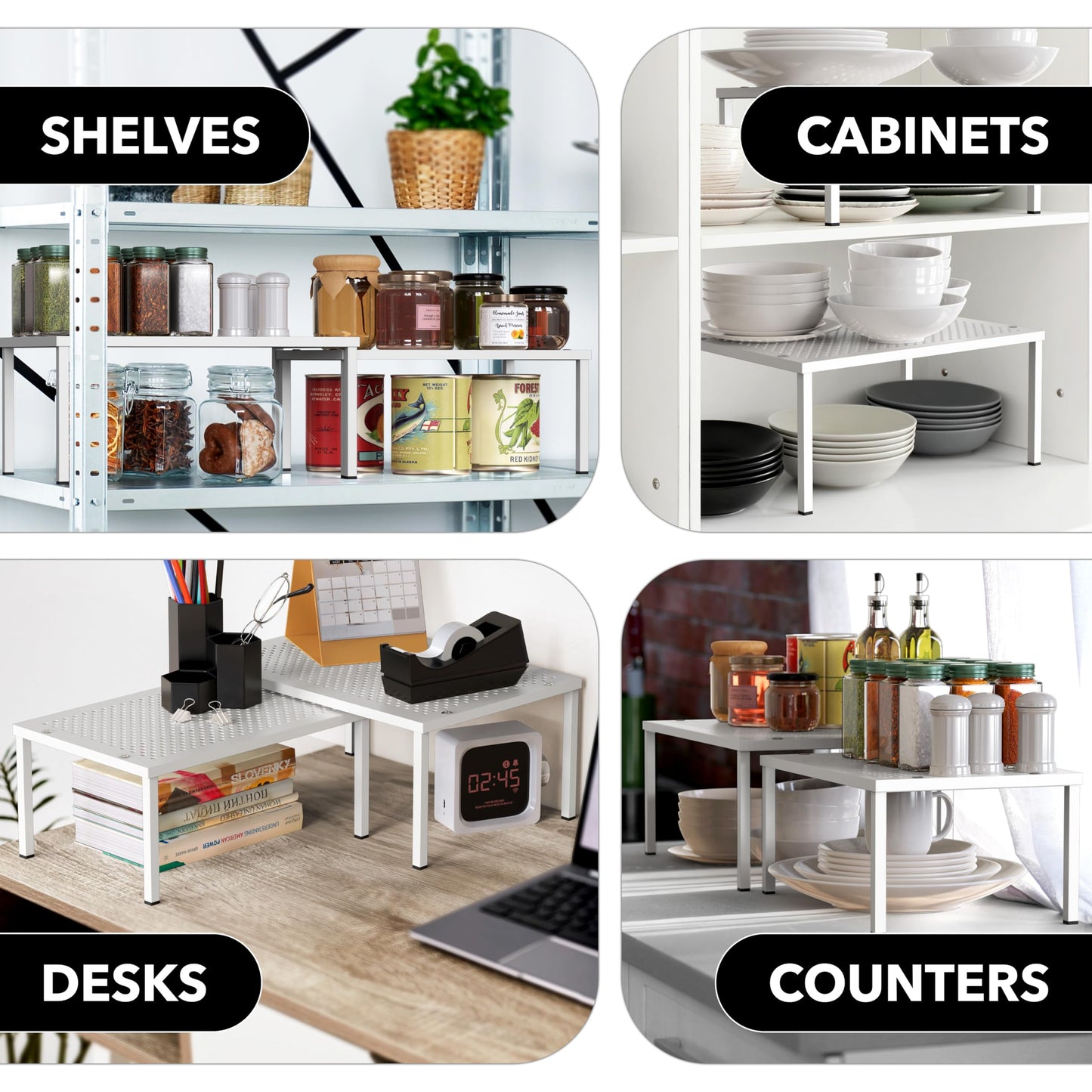 Simple Houseware Expandable Stackable Cabinet and Counter Shelf Organizer with Steel Surface, 9" D x 12.75" W x 5.9" H, Bronze