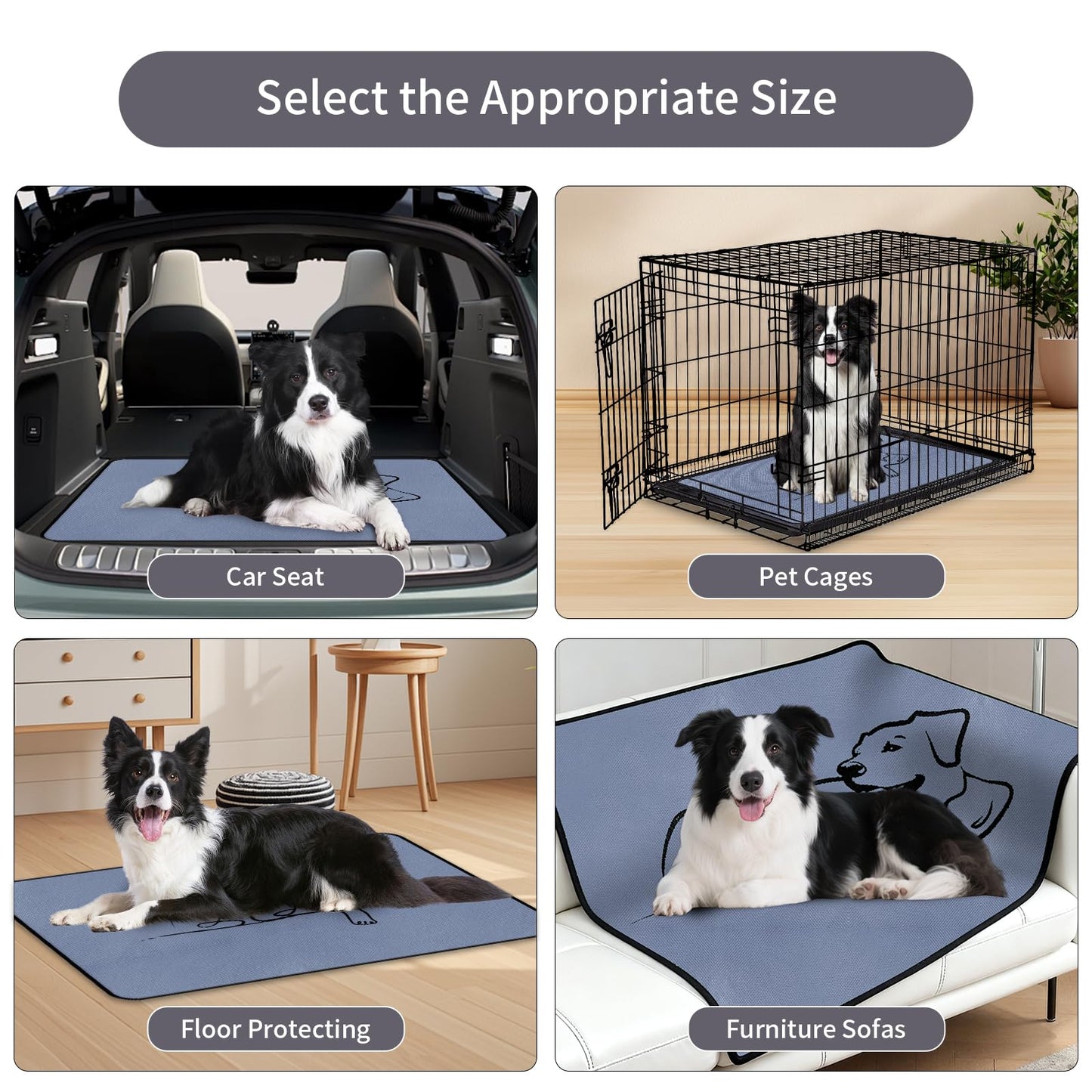 2 Pack Washable Pee Pads for Dogs 24"x24", Reusable Training Puppypads Absorbency Non-Slip & Leak-Proof for Pet Whelping Box Playpen Crate Sofa Bed Floors (Gray)