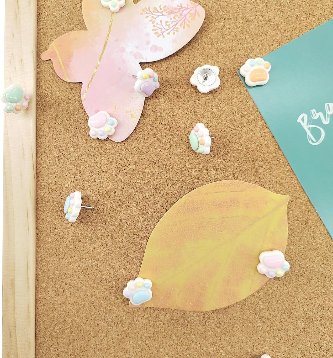 Decorative Push Pins for Cork Board - Cute Bulletin Board Pushpins,Cat Claw Shape,Thumb Tacks for Office Classroom Home Cardboard Wall Decorations(30 pcs) BST202