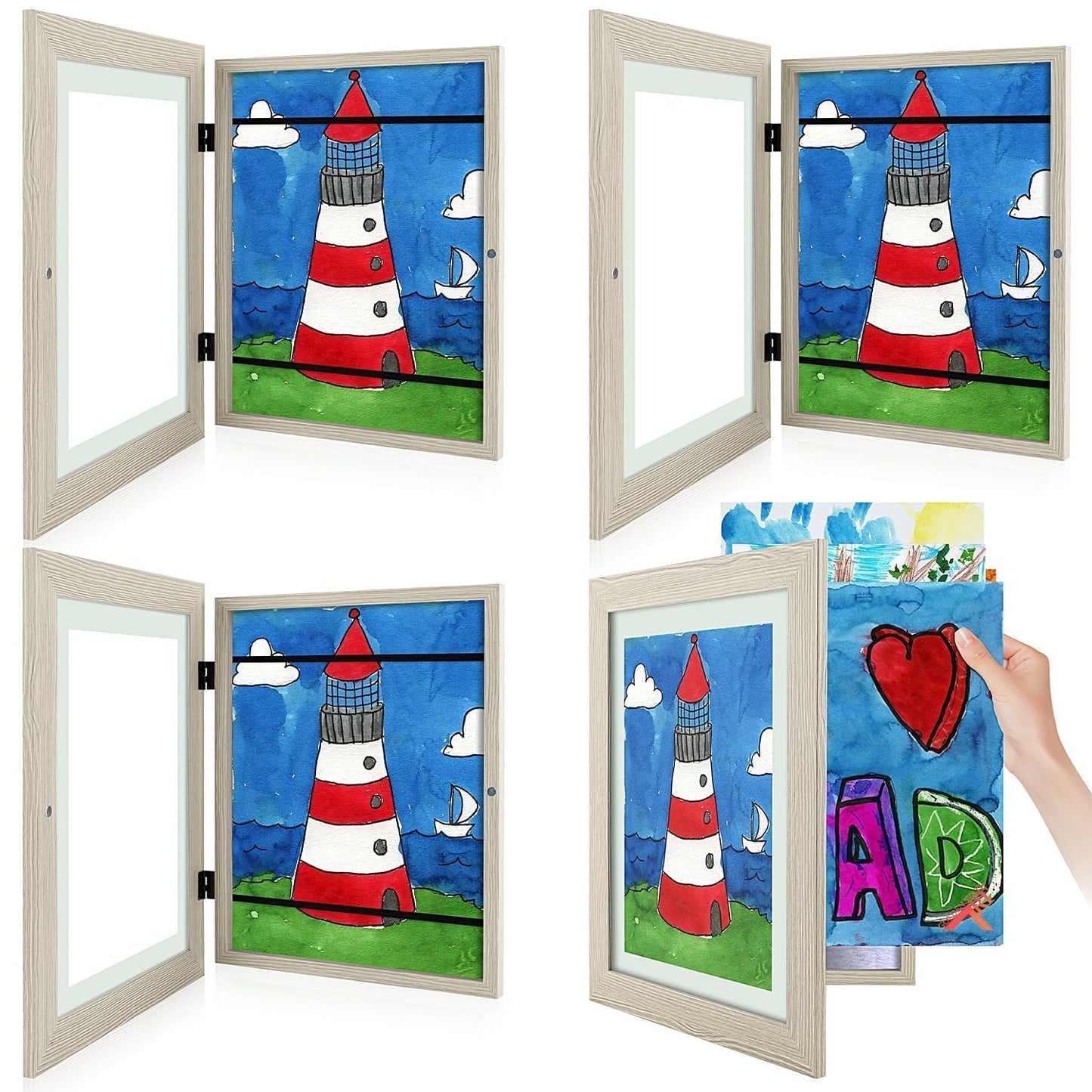 Golden State Art, 8.5x11 Kids Art Frames, Front-Opening Picture Frame Great for Kids Drawings, Artworks, Children Art Projects, Schoolwork, Home or Office (Walnut, Set of 2) BST220