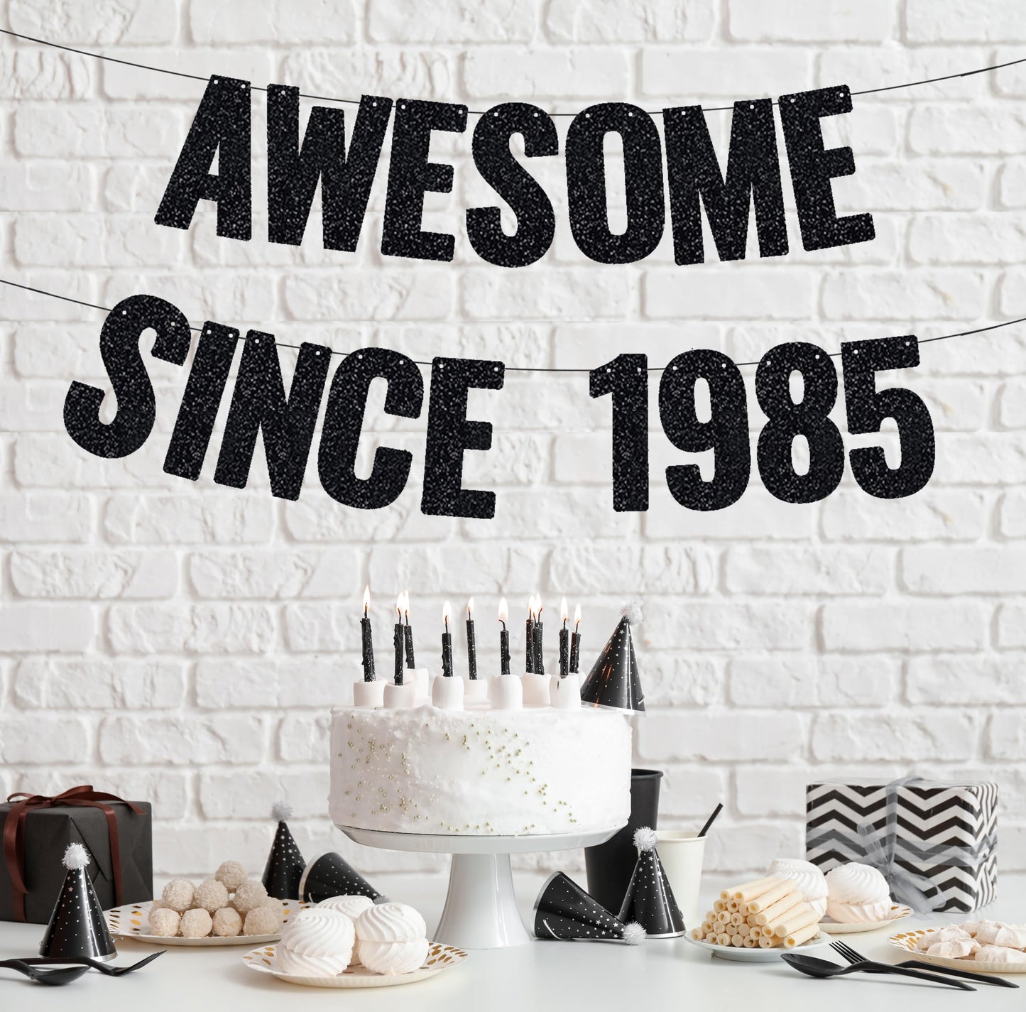 Awesome Since 1995 Banner, 30th Birthday Decorations Banner for Women Men BLACK Glitter Birthday Party Decor Sign Funny 30 Bday Party Supplies 30th Party Decoration WN420