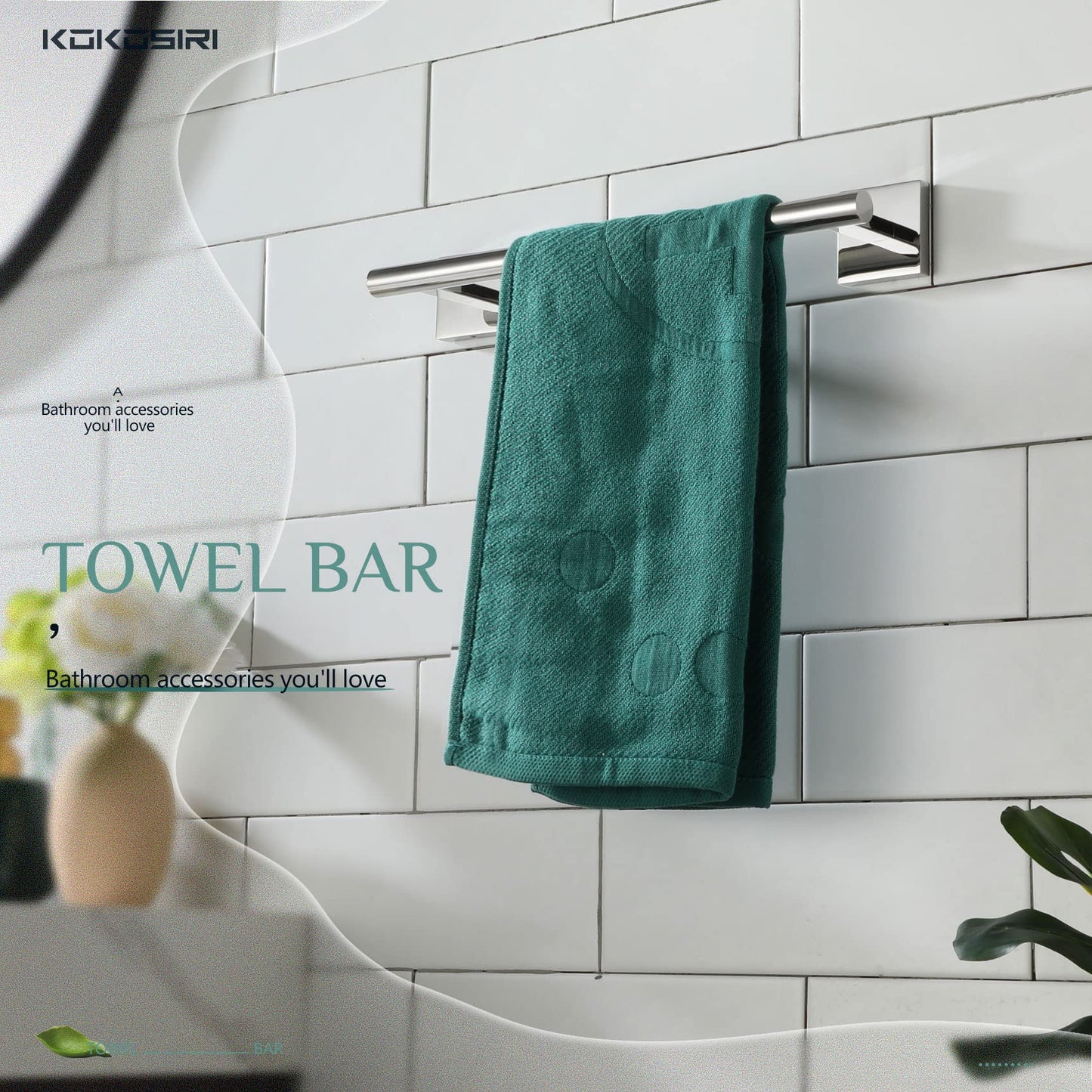 KOKOSIRI Bathroom Towel Bars 16 Inch Towel Rail Matte Black 40CM Hand Towel Holder for Bath Kitchen Wall Stainless Steel B4005BK-L16 BST202
