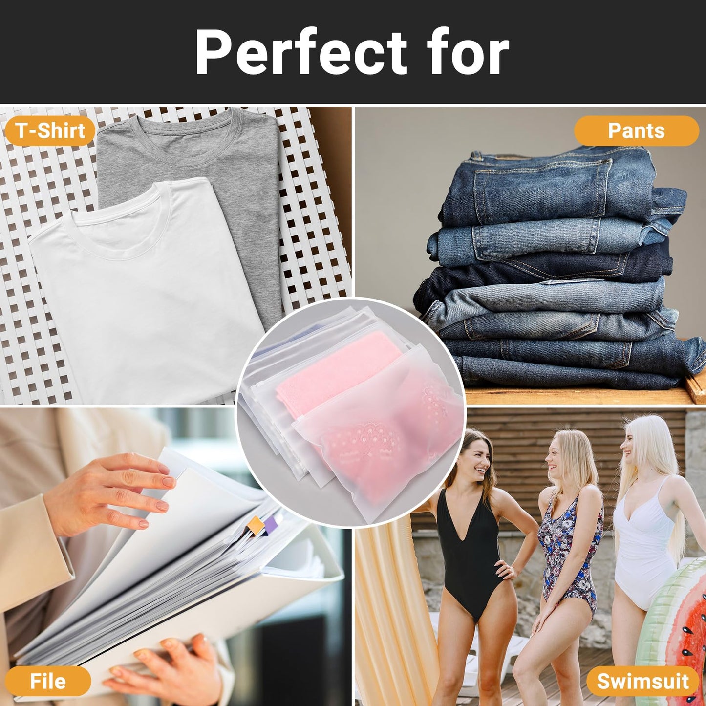 Clear Swimsuit Storage Bags, Clear Shirt Packaging Bags for Bikini, Swimwear, Bathing Suit Storage, 12x8 inch, Pack of 50, Waterproof, 3 Mil BST220