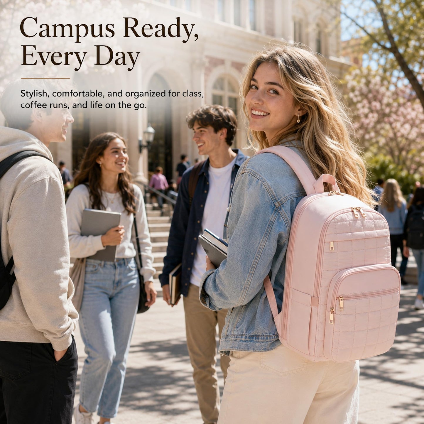 CAMTOP College Backpacks for Women, School Backpack with Insulated Lunch Pocket BST326H