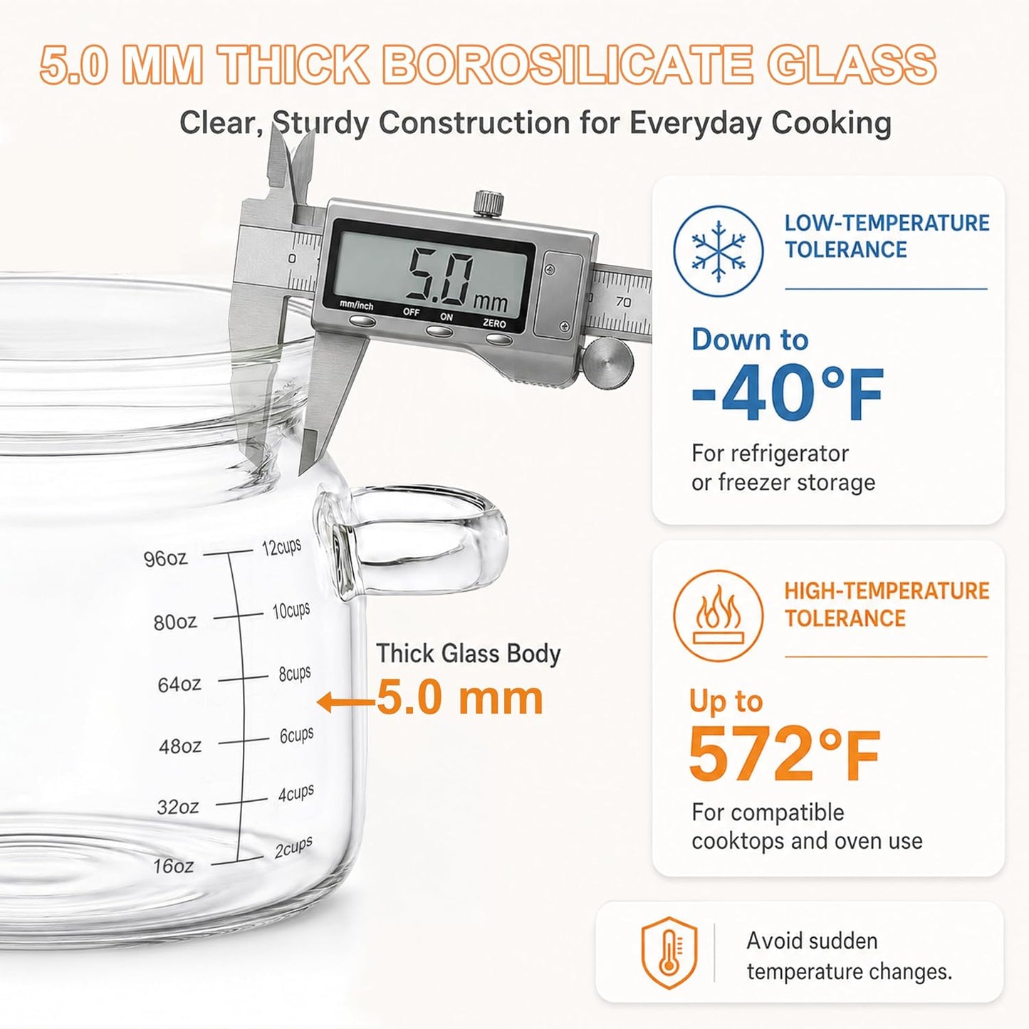 3.2 QT Glass Simmer Pot with Lid and Measuring Marks for Stovetop | 5 mm Borosilicate Glass, 96 oz Measuring Marks, Gas, Electric & Ceramic Cooktops, Microwave, Oven & Dishwasher Safe DD1210