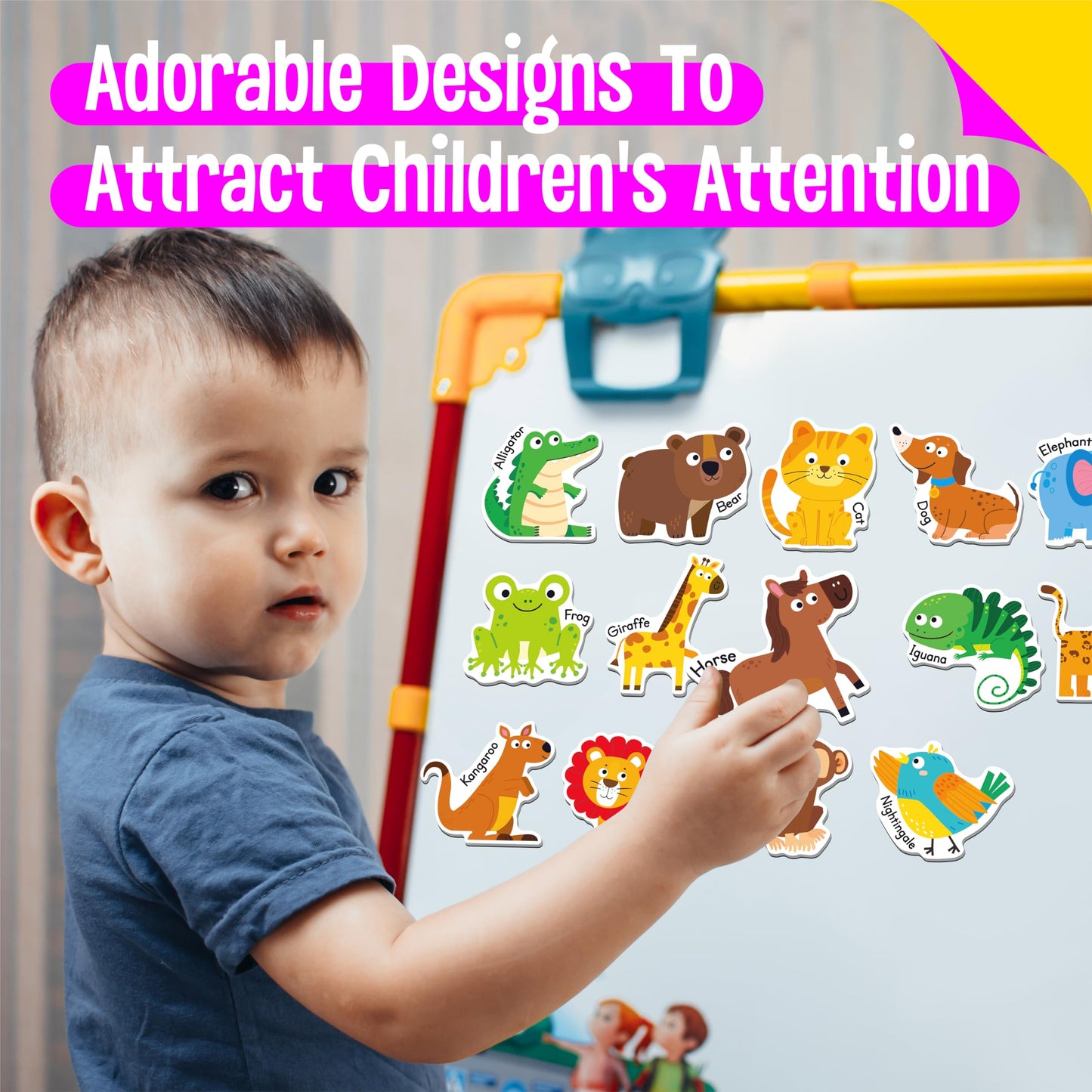 26PCS Animal Magnets, Magnetic A-Z Animals Fridge Decors for Toddlers Educational Learning Toy Refrigerator Magnets for Kids 3 4 5 Years Old BST220