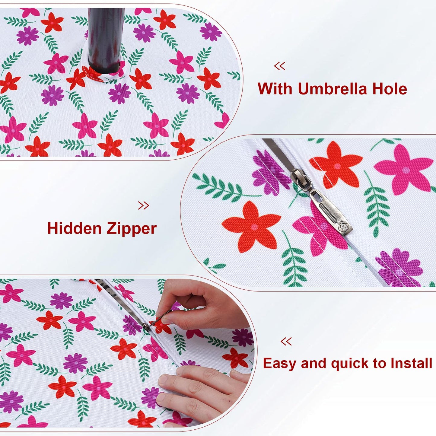 Eternal Beauty 52” Round Tablecloth Waterproof Outdoor Tablecloth with Umbrella Hole Zipper for Spring Summer Patio Picnic Tables (Tropical Palm Leaf) BST326H