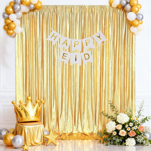Gold Backdrop Curtains for Birthday Party: 4.8ftx8ft Sequin Background Baby Shower Curtain Drapes for Graduation Arch Backdrop WN420