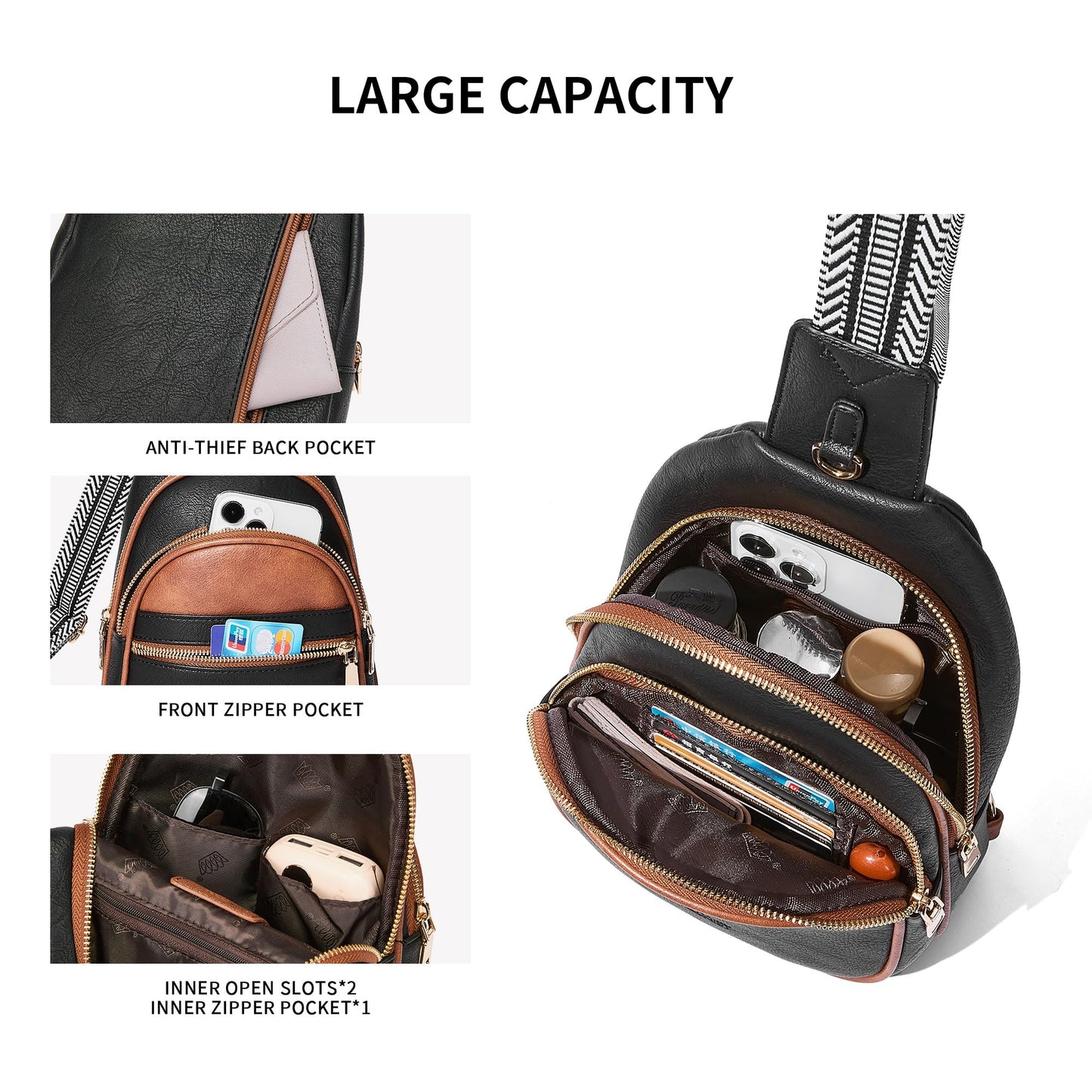 CORALDAISY Crossbody Bags for Women Fanny Pack Sling Bag Crossbody Purse Travel Purses for Women BST220