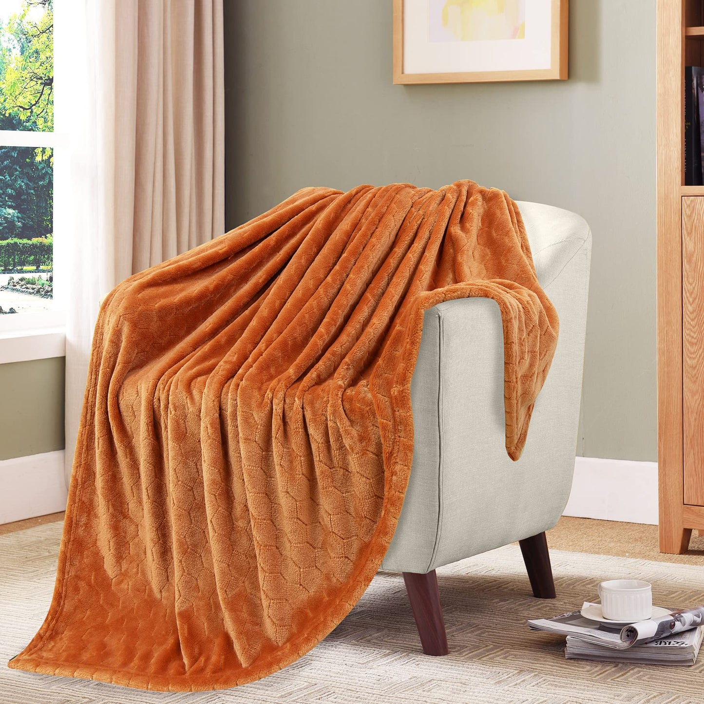 TOONOW Fleece Blanket Super Soft Cozy Throw Blanket 50" x 60", Lightweight Fuzzy Comfy Textured Flannel Blanket Warm Plush Throw Blankets for Couch, Sofa, Bed, Emerald WN420