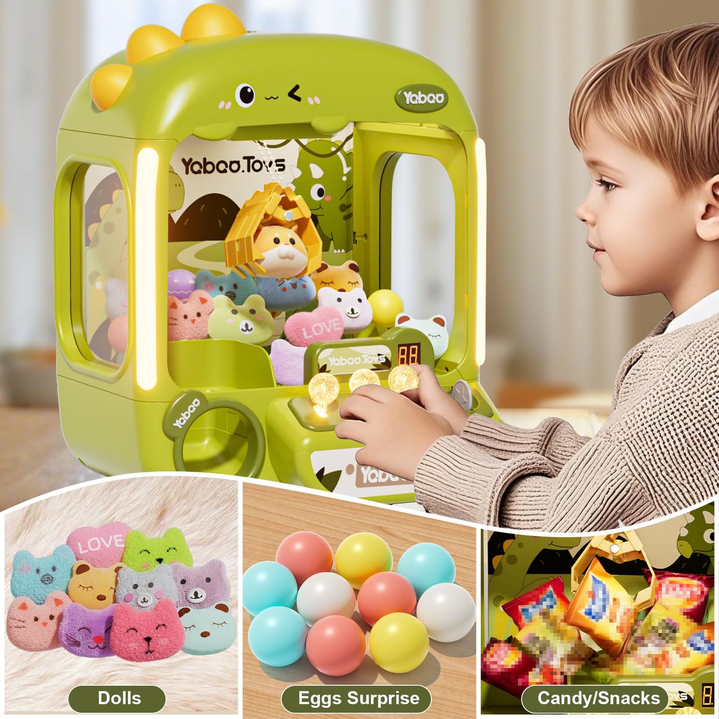 64 PCS Large Claw Machine for Kids Bunny, Vending Machine Toys for Girls 5 6 7 8 Year Old, Candy and Prize Electronic Dispenser Game Ages 5-7 6-8, Birthday Gift for 3 4 5 6 Year Old DD1210