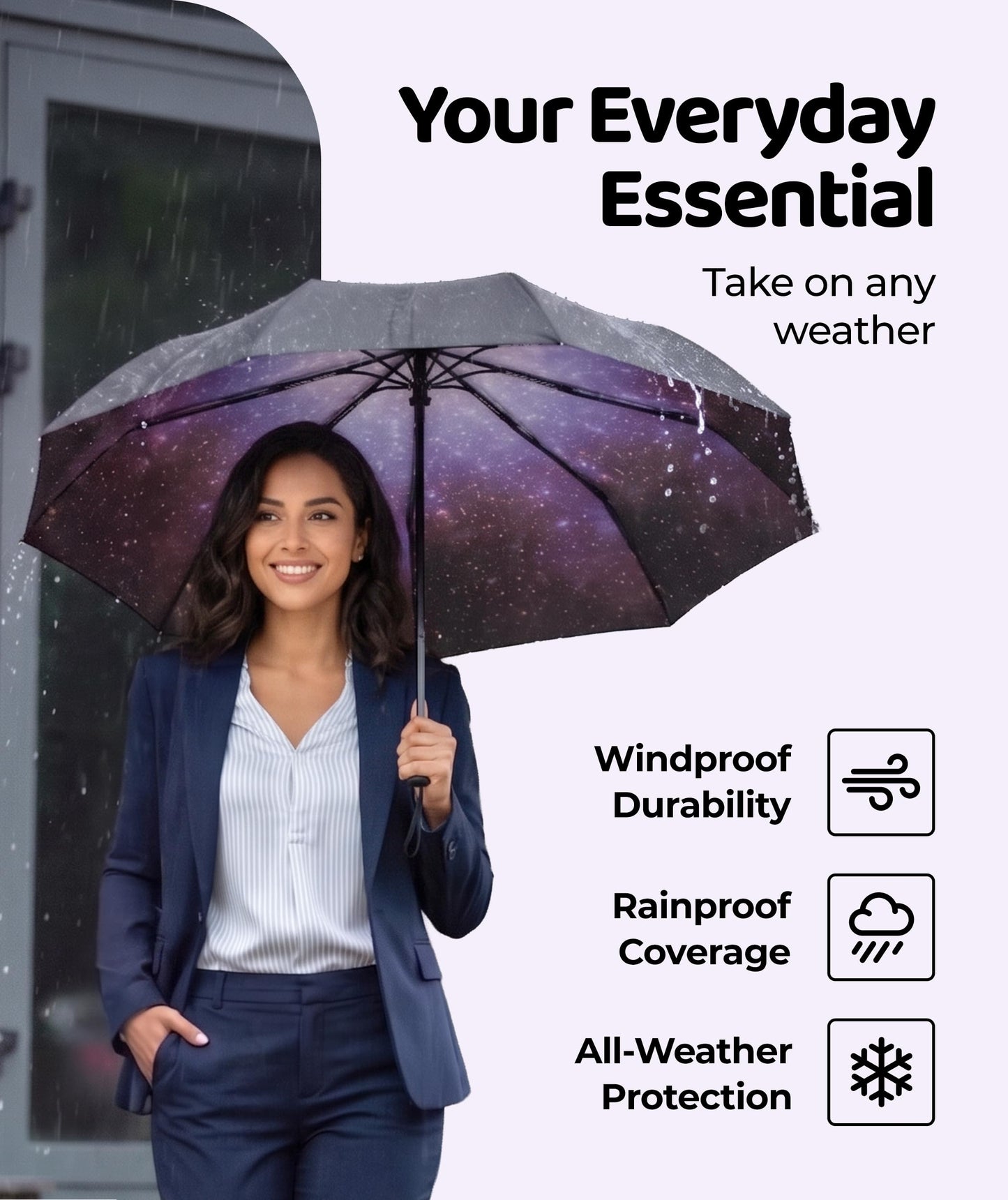 Repel Windproof Travel Umbrella - Compact & Withstands Winds up to 100MPH , Strongest Premium Auto Folding Umbrella for Rain and Sun - Durable, Light & Portable for Women & Men , Fits Backpack & Cars