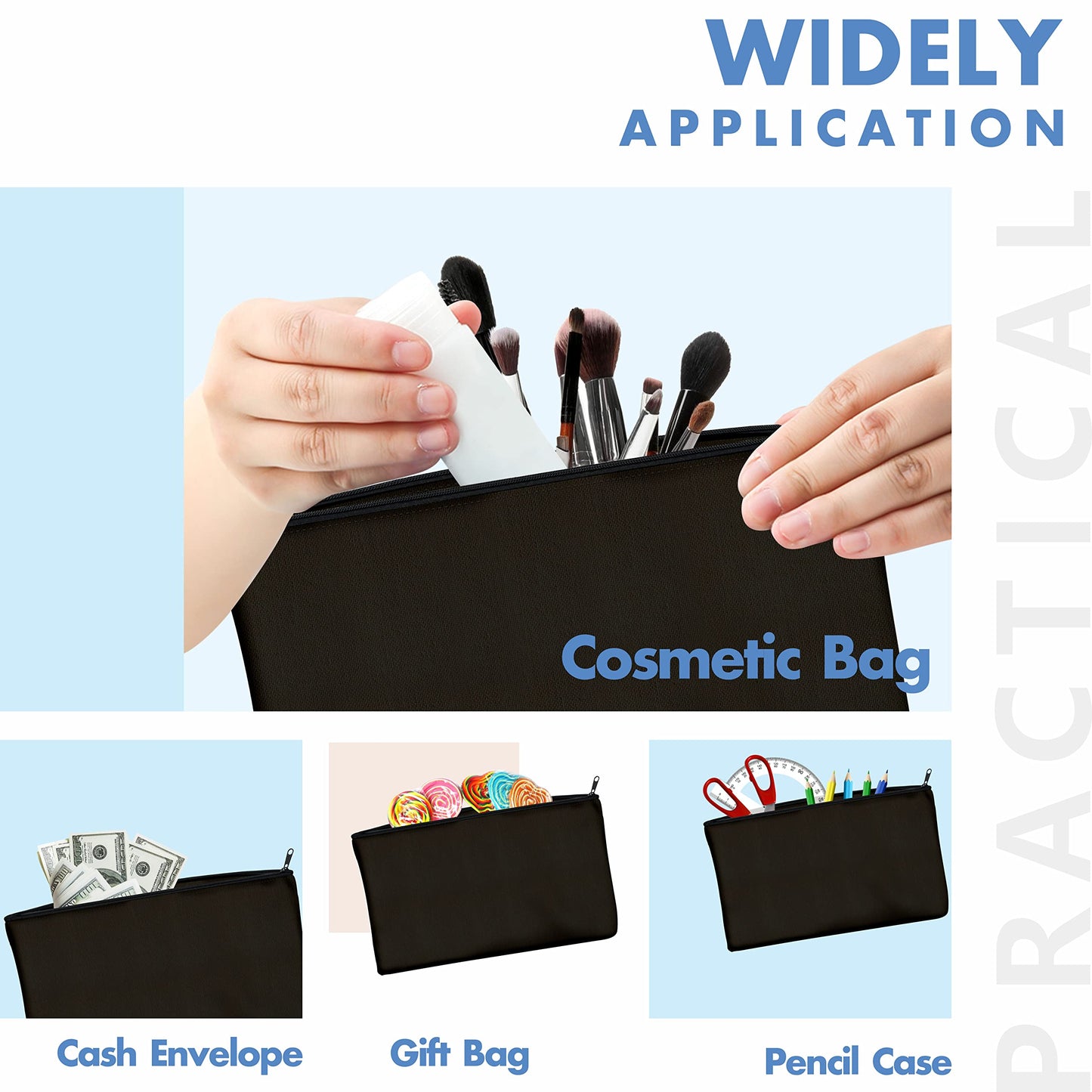 8 Pack Canvas Colorful Zipper Bags, DIY Craft Bags Travel Canvas Makeup Pouches for Cosmetic Toiletry Stationery Storage (Beige, 8.3” x 4.7”) BST220