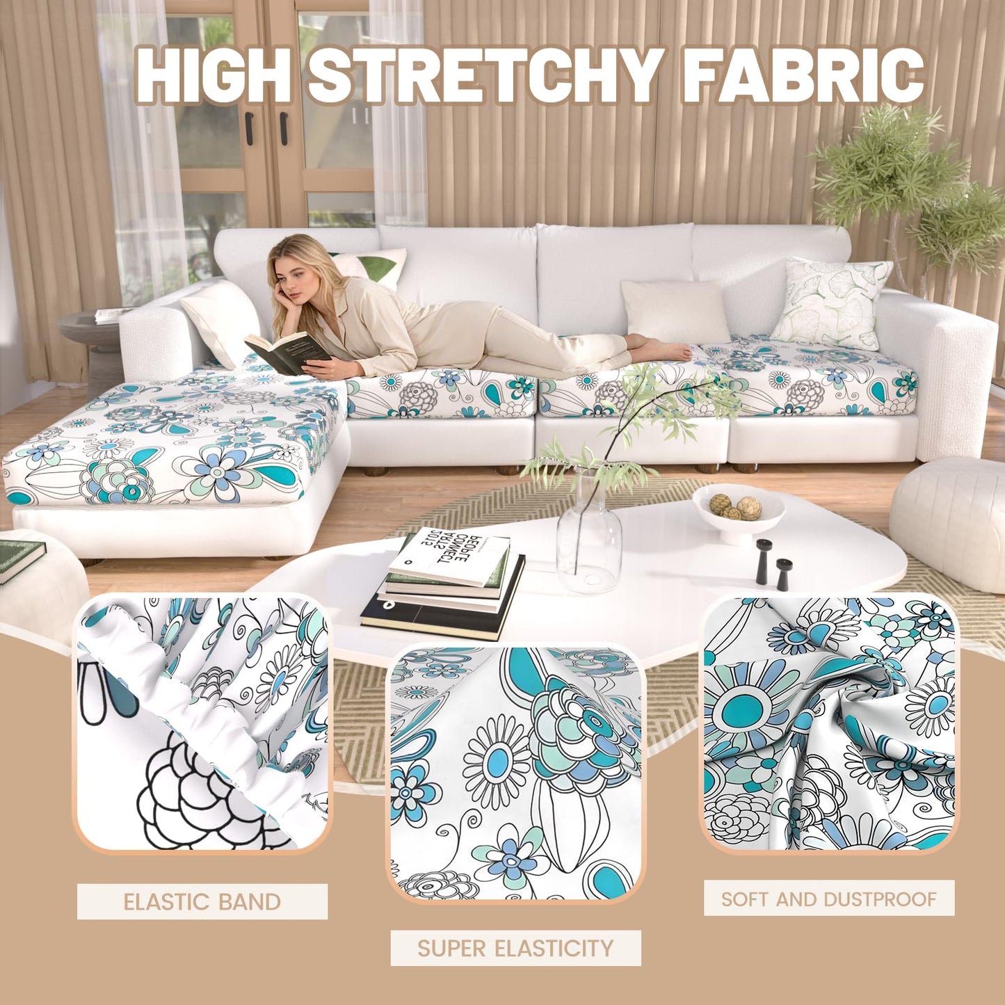 Stretch Couch Cushion Covers for Individual Sofa Seat Cushion,Washable Slipcover for Chair Loveseat Sofa,Furniture Protector Cushion Sofa Cover(Backrest or Seat) BST326H