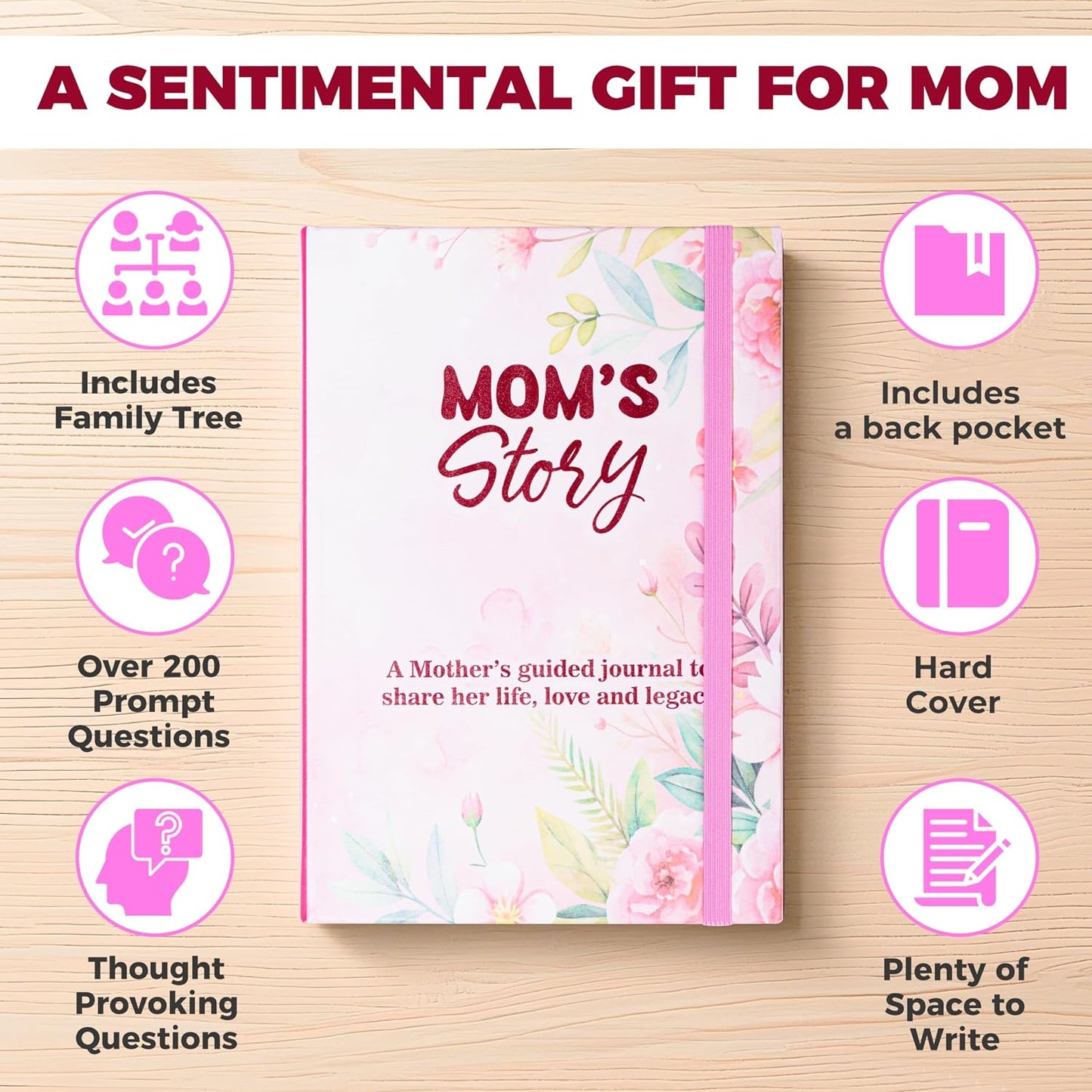 Mom, I Want To Hear Your Story Journal: Christmas Gifts For Moms Who Have Everything, Mom Book To Fill Out, Sentimental Birthday Gifts For Mother’s Day, Thanksgiving, From Son or Daughter WN420