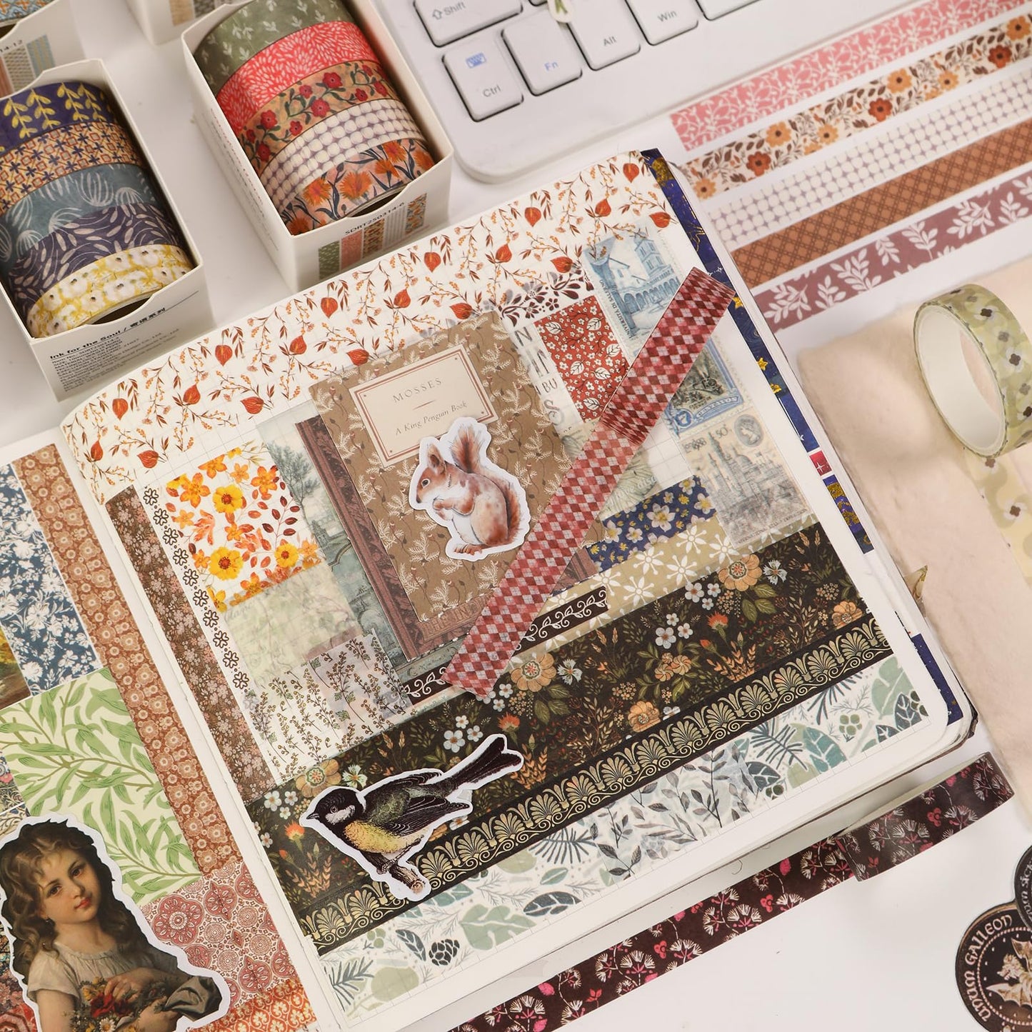 Fantasy Washi Tape Set - 5 Rolls Texture Arts Adhesive Tapes Basic Patterns Decorative Masking Tape Sets for Craft, Kids, Scrapbook, DIY, Gift Wrapping (10-Modern Mosaic) BST220