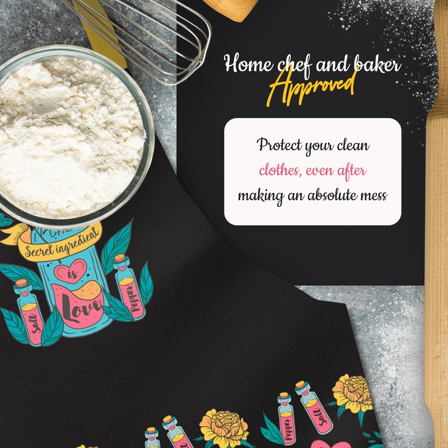 Waterproof Apron for Adults – Adjustable Fit with Deep Pockets, Stylish Cooking & Baking Apron for Women & Men