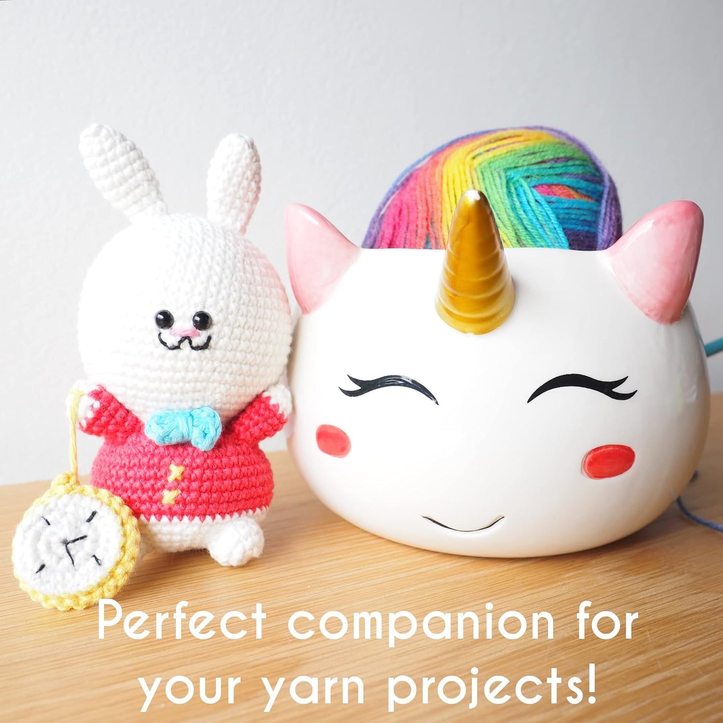 Unicorn Yarn Bowl for Knitting - Cute Ceramic Knitting Bowl Extra Large - Ceramic Yarn Bowl Crochet Accessories Yarn Holder Storage Gift for Knitters Funny BST326H