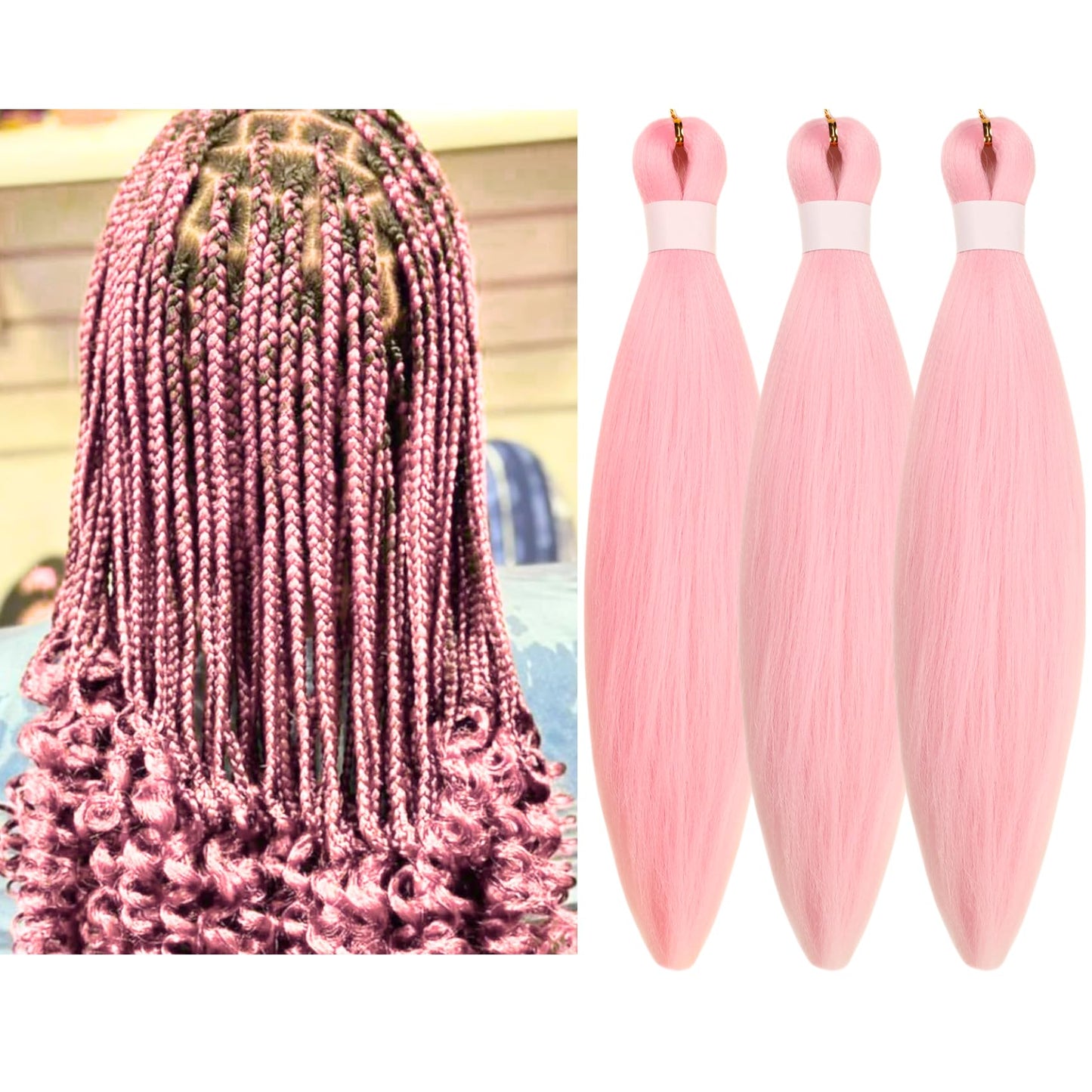 Purple Braiding Hair Pre stretched Knotless 26 inch | Hypoallergenic Synthetic Purple Prestretched Ez Braid Knotless Itch Free Soft Yaki Texture Hot Water Setting WN420