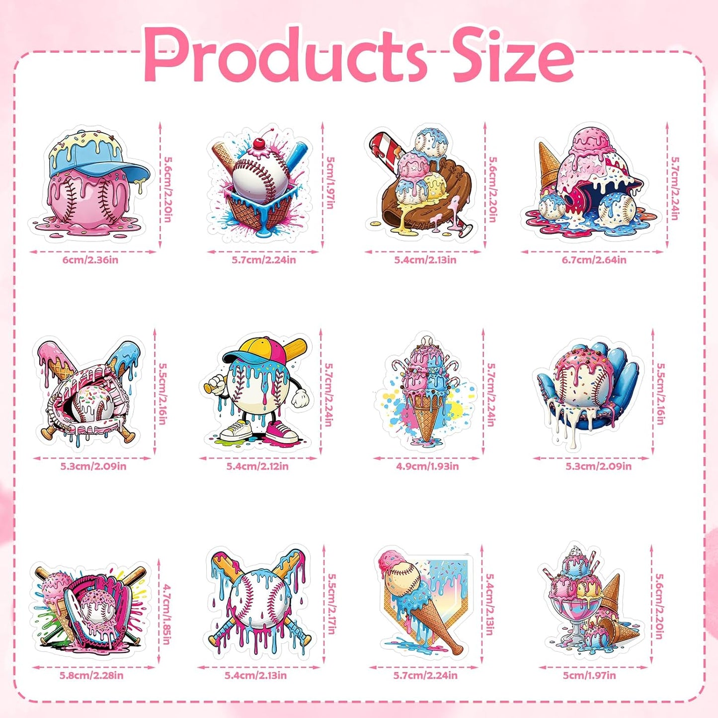 Baseball Birthday Party Decorotions - 24 PCS Ice Cream Drip Baseball Theme Cupcake Toppers, Boys Girls Sports Birthday Party Decorotions Supplies BST326L