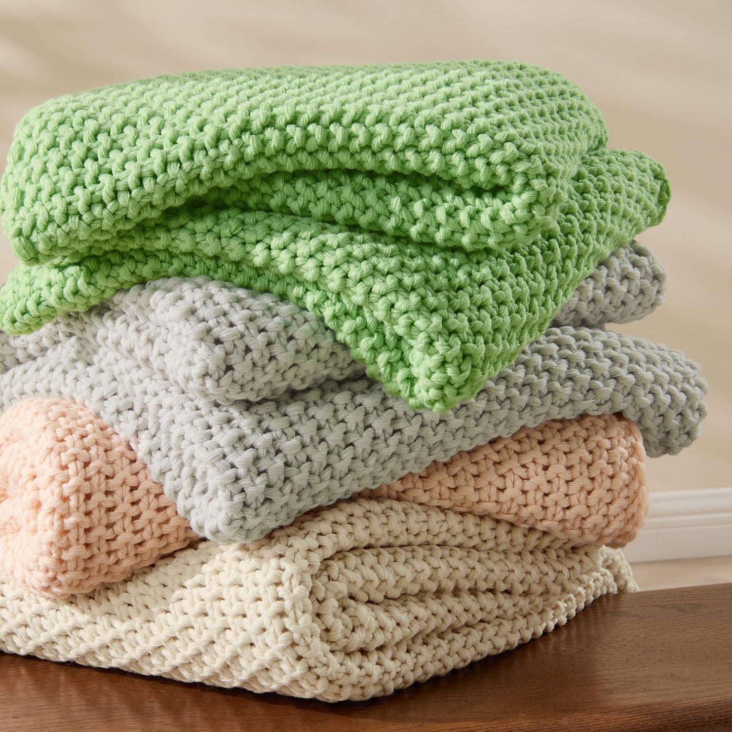 BEDELITE Chunky Cable Knit Throw Blanket, Acrylic Chunky Knitted Blankets N31