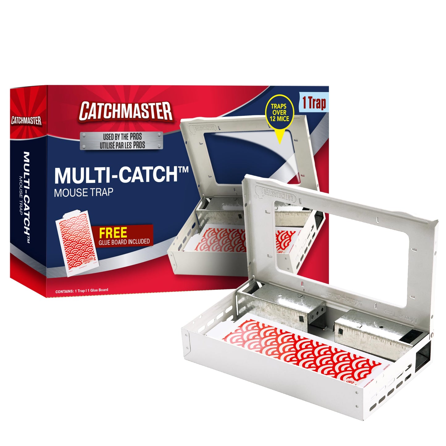 Catchmaster Multi-Catch Mouse Trap 3-Pack, Humane Mouse Traps Indoor for Home, Includes Replaceable Glue Board, Live Catch Pest Control for Garage & Shed